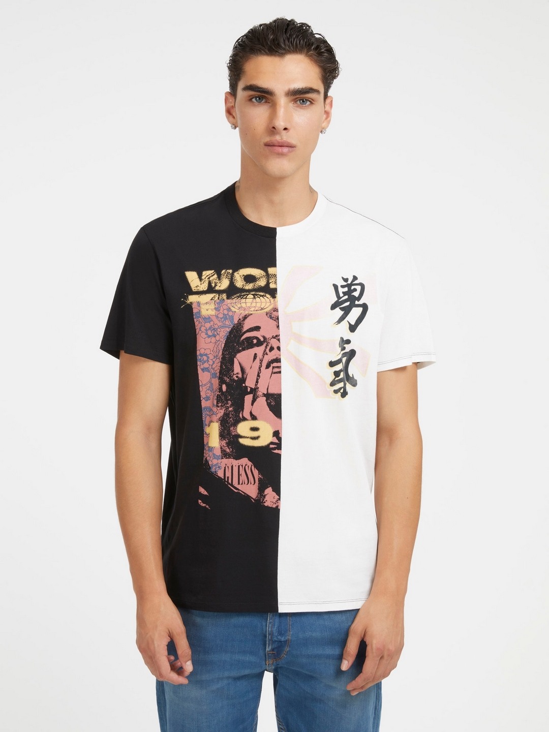 Multi-Color Color-Block Round Neck Short Sleeves T-Shirt