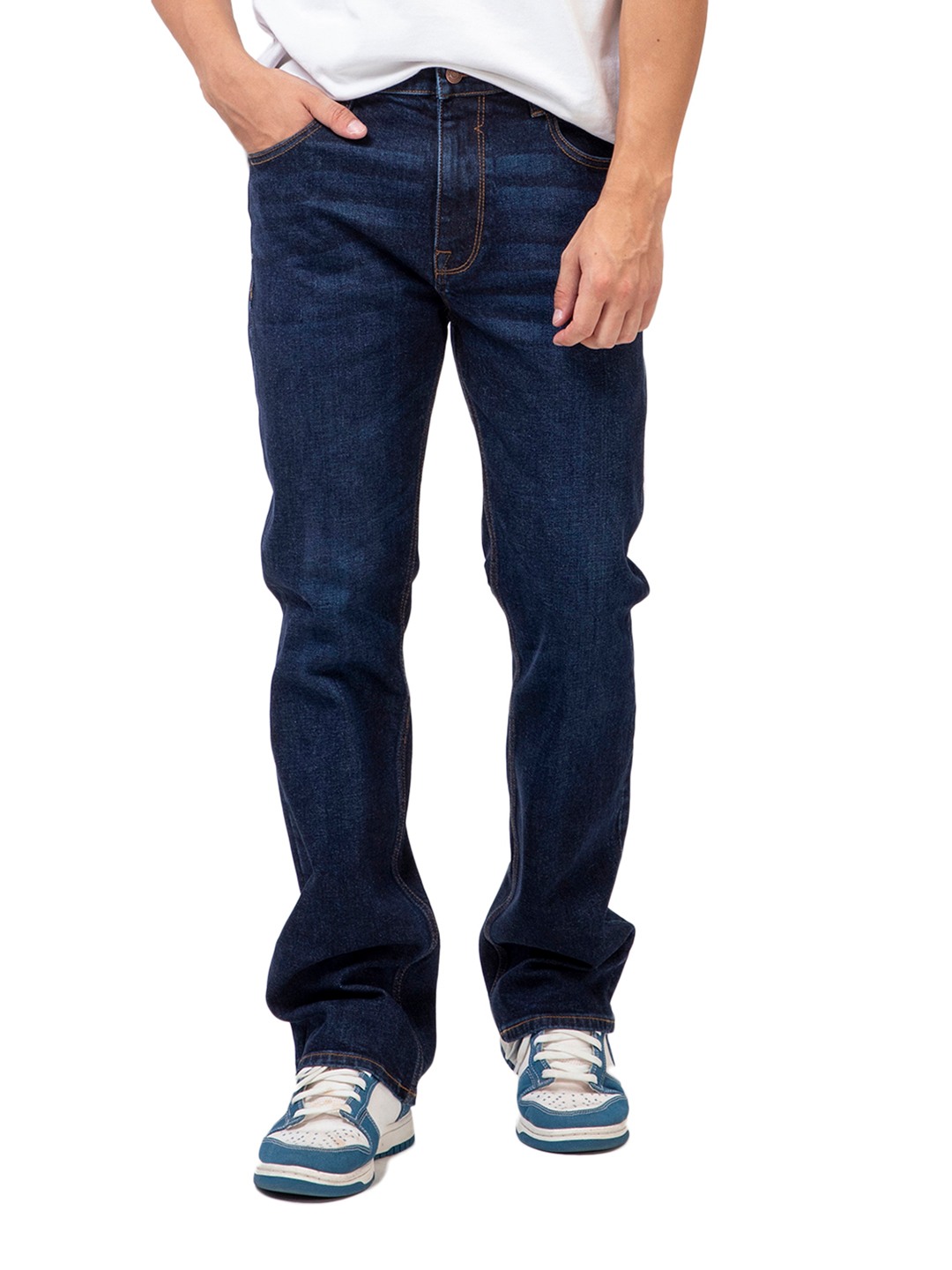 Blue Washed Mid-Rise Full Length Jeans
