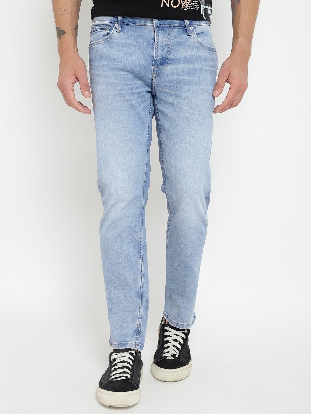Blue Washed Mid-Rise Full Length Jeans