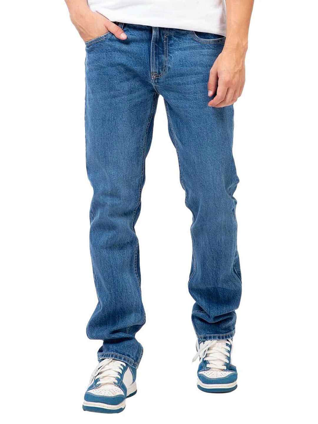 Blue Solid Regular Fit Jeans