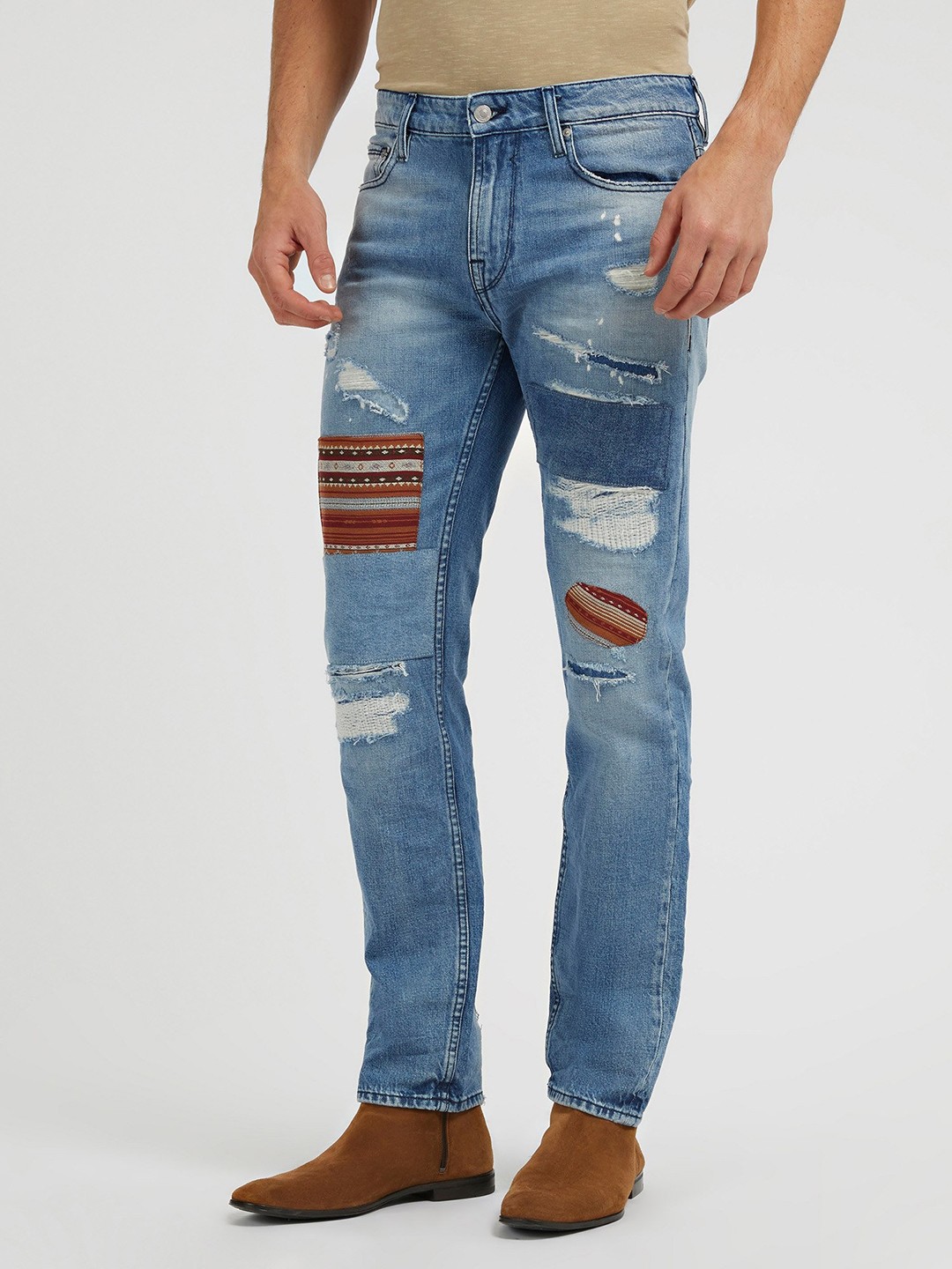 Blue Solid Mid-Rise Ankle Length Jeans