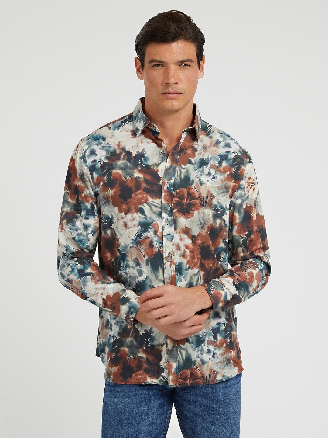 Multi-Color Printed Spread Collar Full Sleeves Shirt