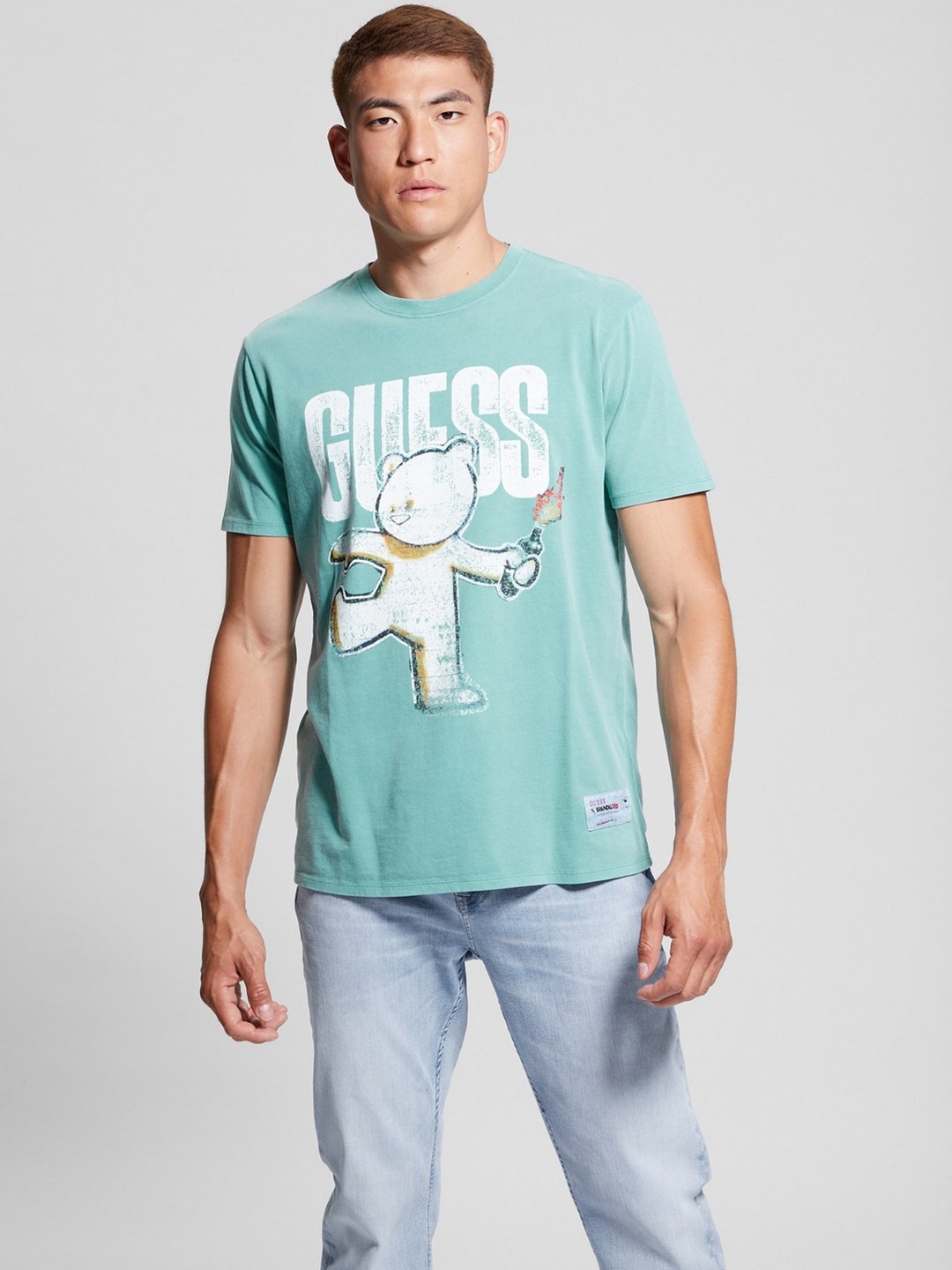 Men Aqua Tile Multi Printed Molotov Teddy T-Shirt