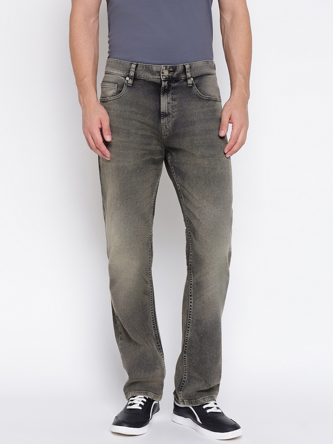 Rodeo Grey Solid Mid Rise Relaxed Fit Denim Jeans