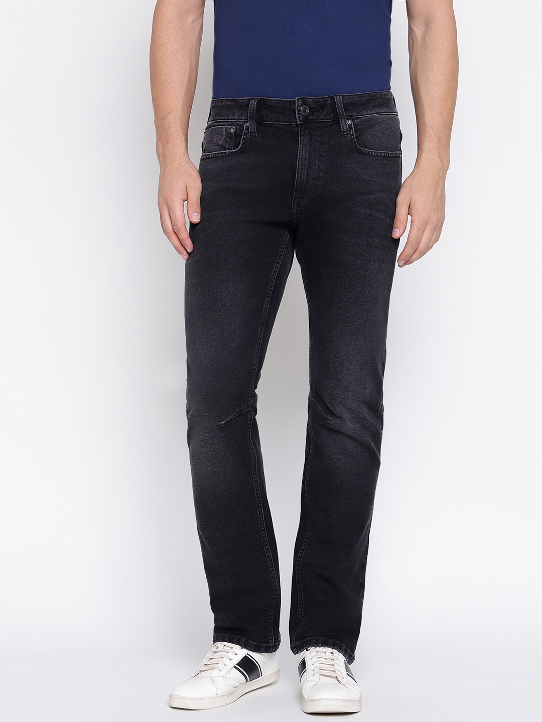Glory Black Solid Mid Rise Straight Fit Denim Jeans