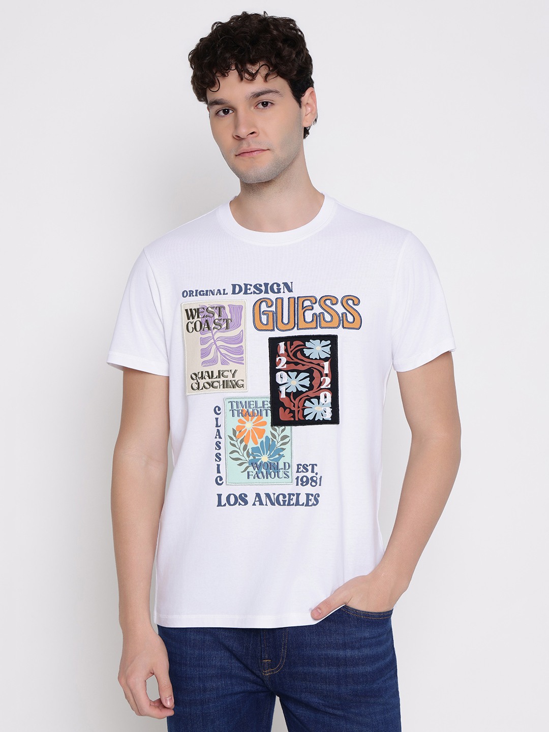 Guess Men Solid Round Neck Short Sleeves T-Shirt
