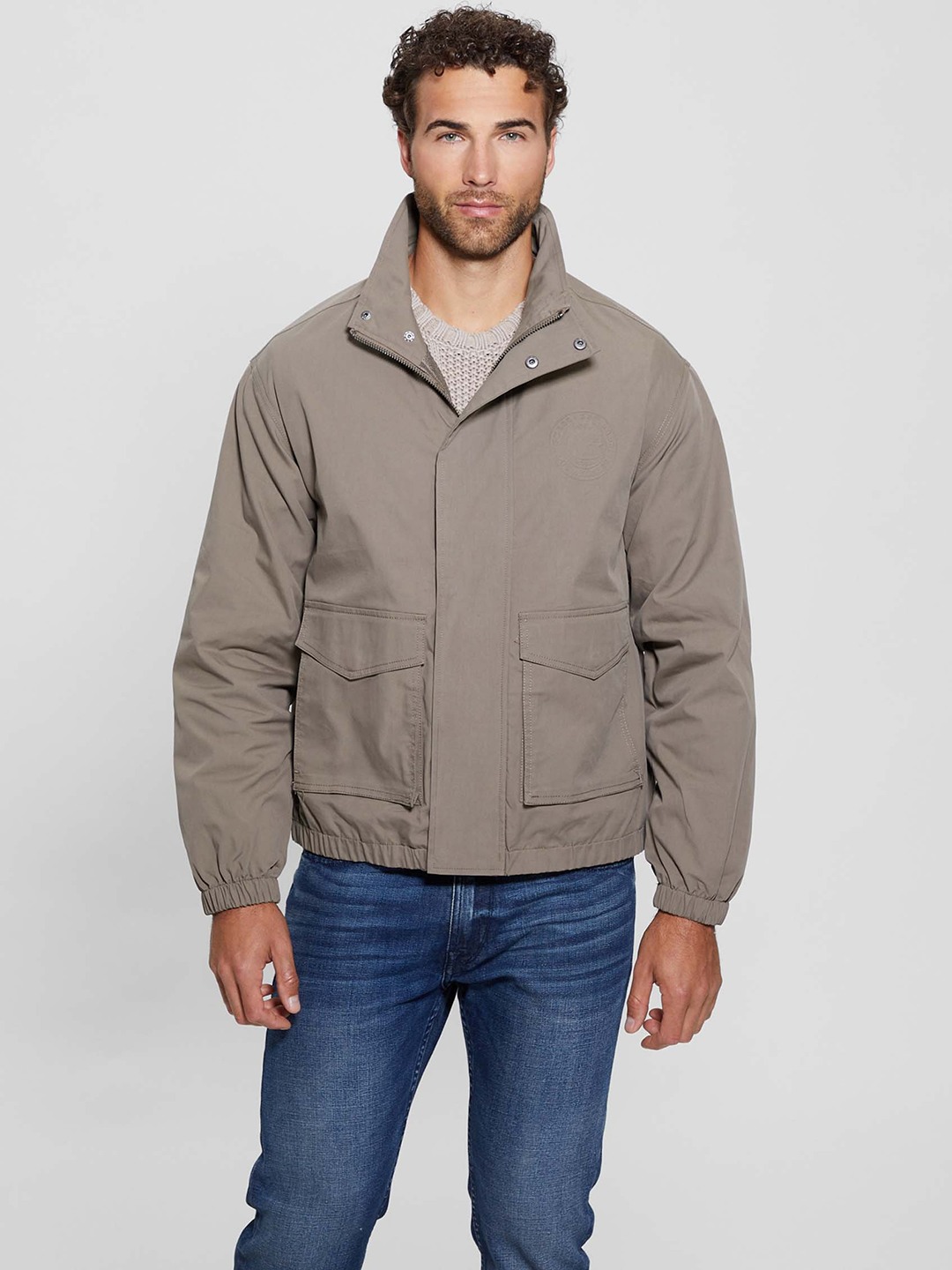 Guess Walnut Shell High Collar Solid Jacket