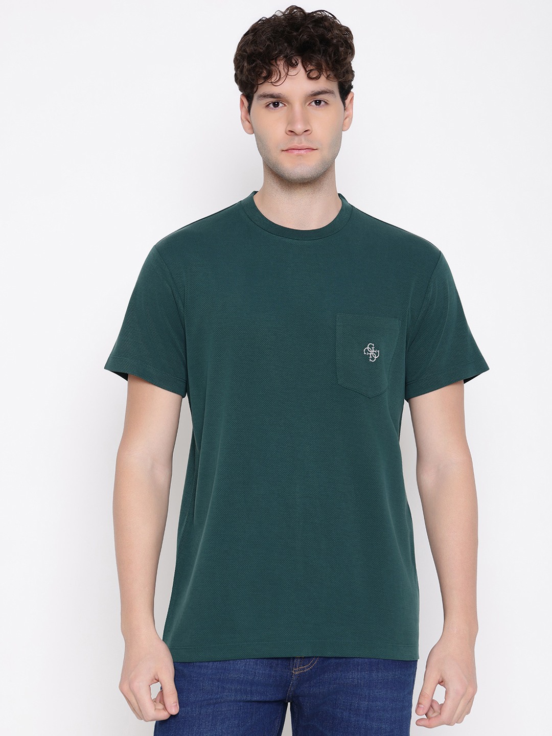 Guess Men Gaphic Print Round Neck Short Sleeves T-Shirt
