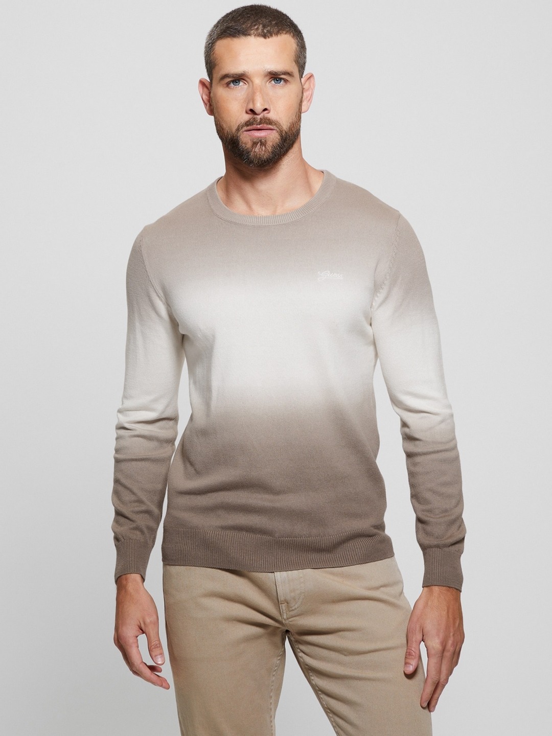 Mindfull Wallnut Ombre Round Neck Full Sleeve Edwin Pullover Sweater