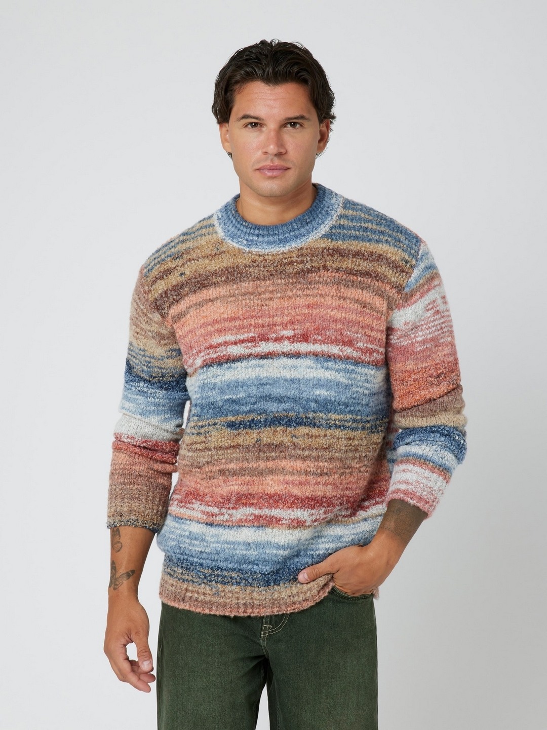 Multicolor Sherpa Printed Round Neck Full Sleeve Pullover Sweater