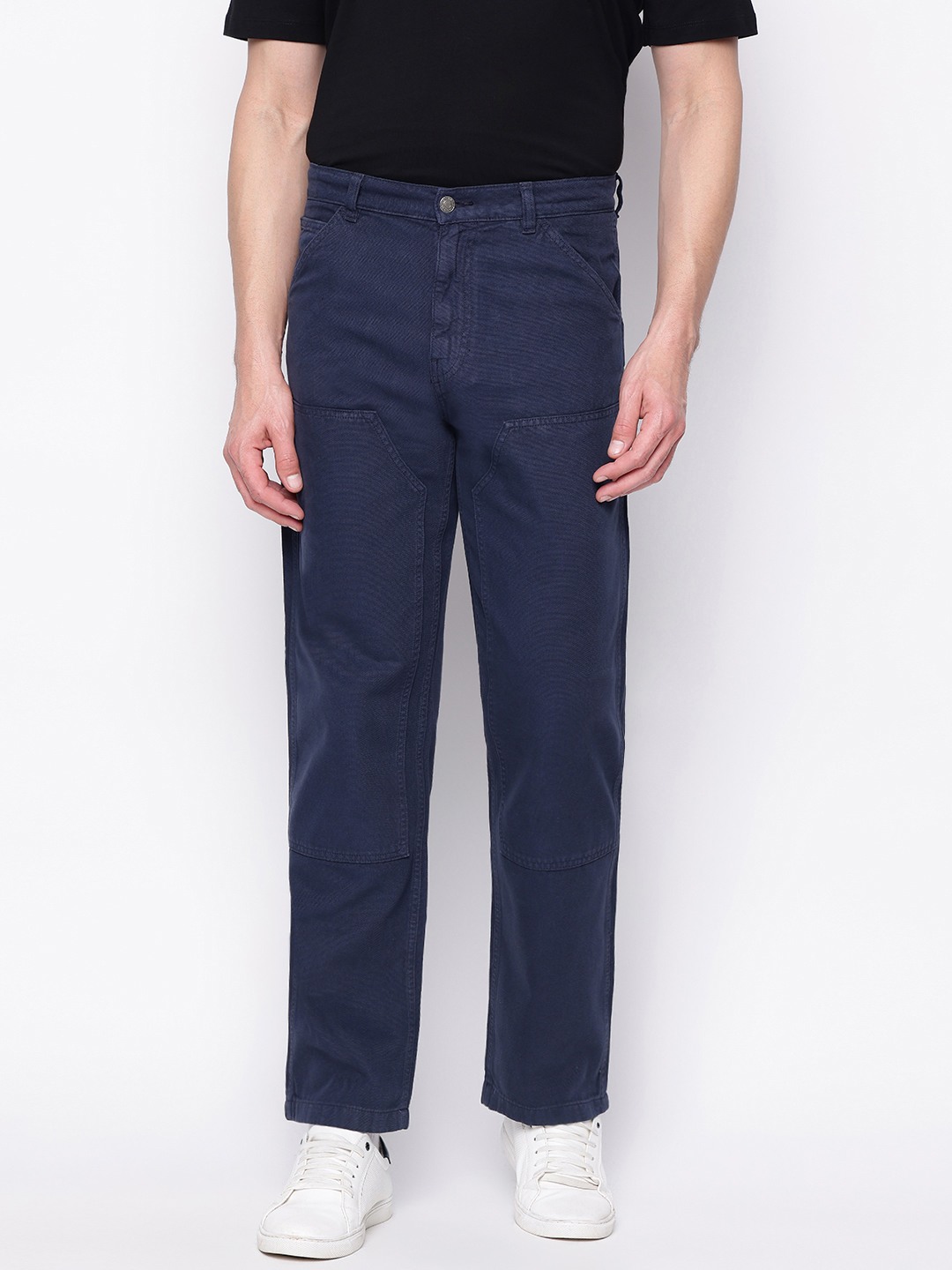 Blue Solid Regular Fit Jeans