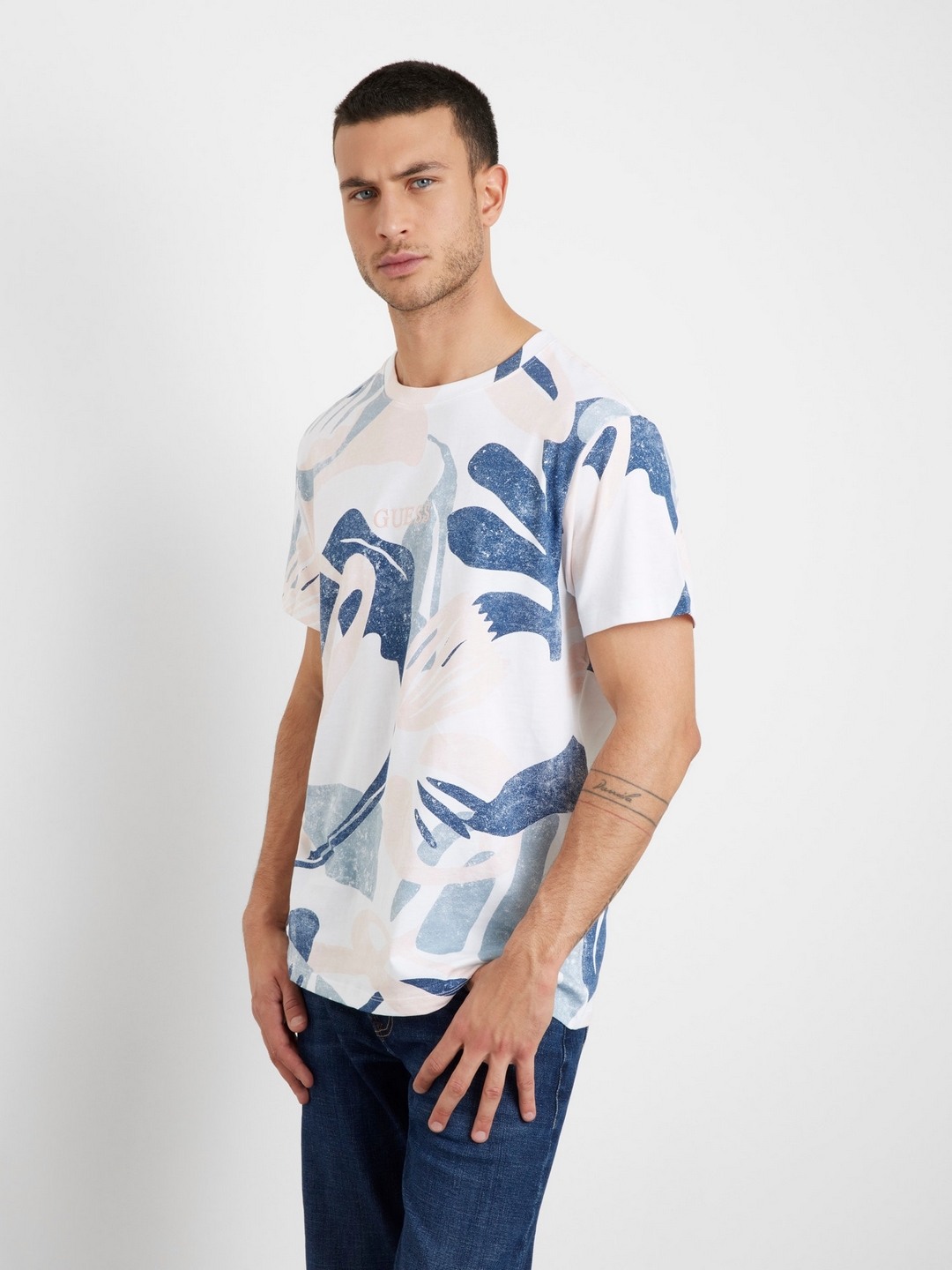 Multi Pure Cotton Printed Round Neck T-Shirt