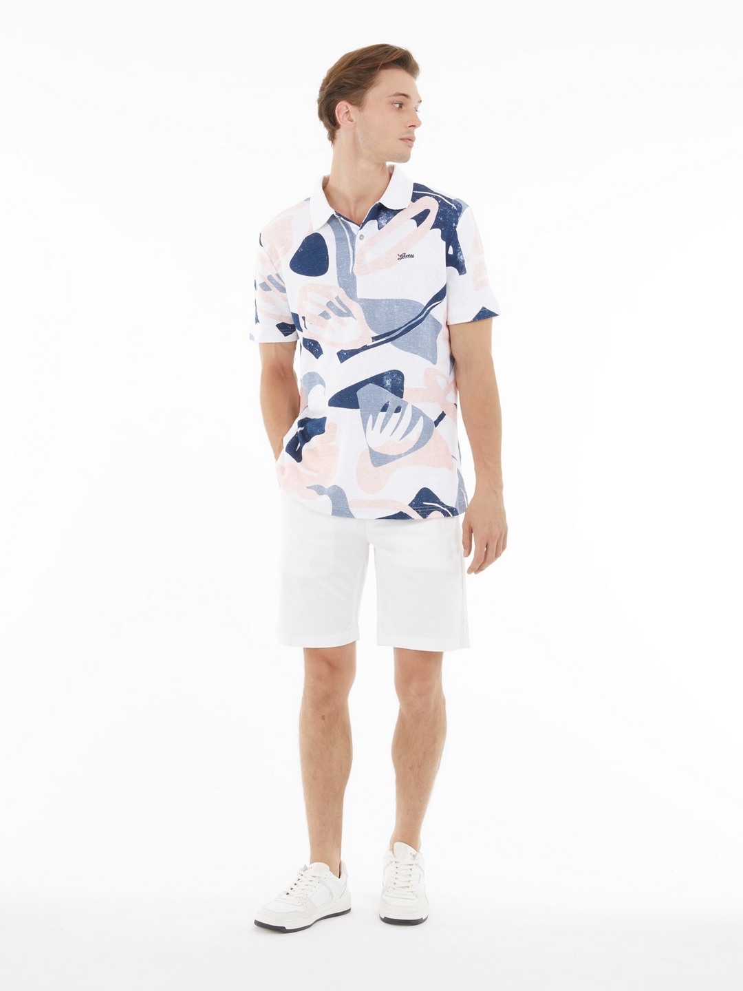 Multi-Color Printed Polo Collar Short Sleeves T-shirt