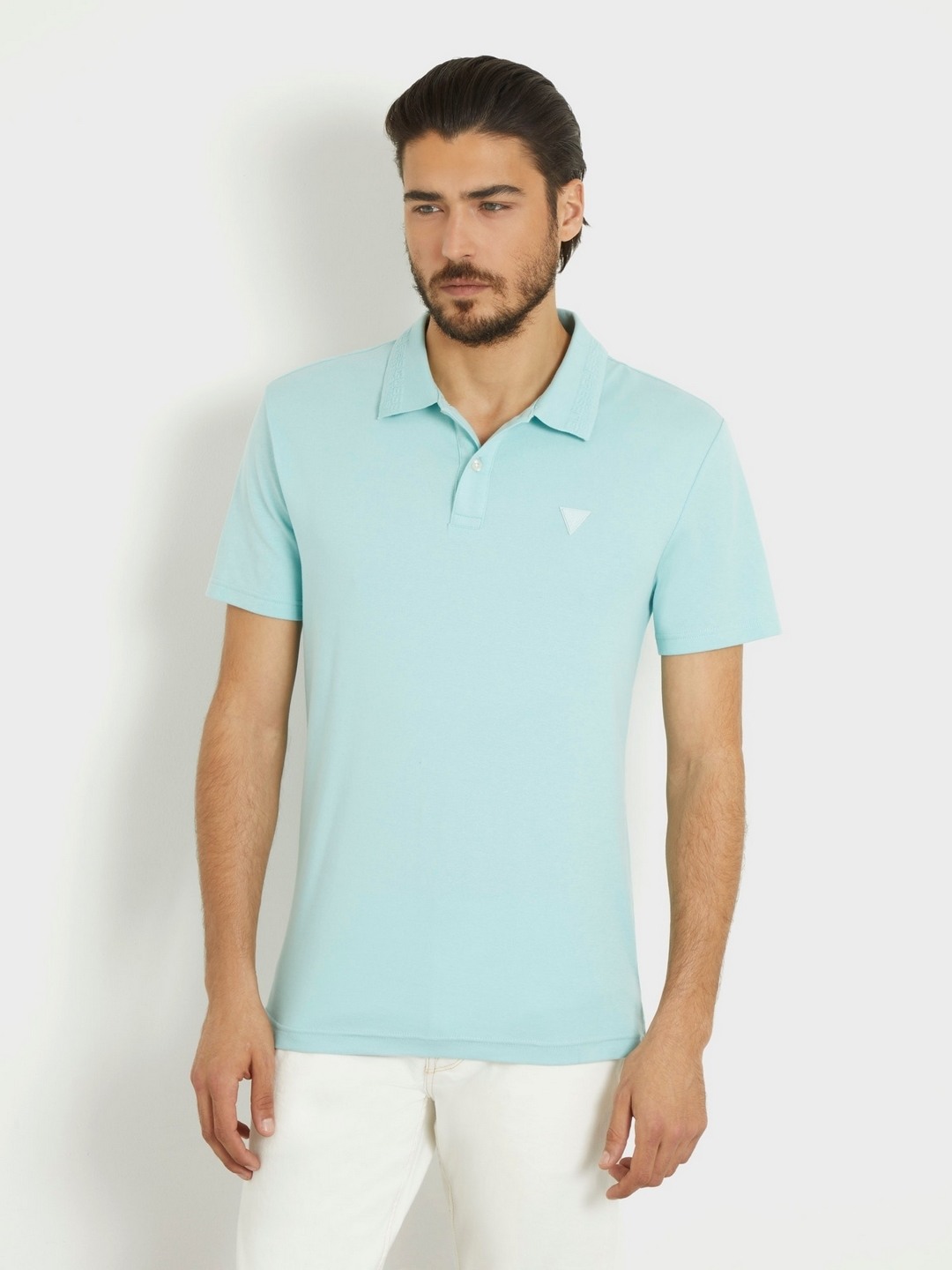 Laguna Blue Solid Polo Neck Short Sleeves Nolan Polo T-Shirt