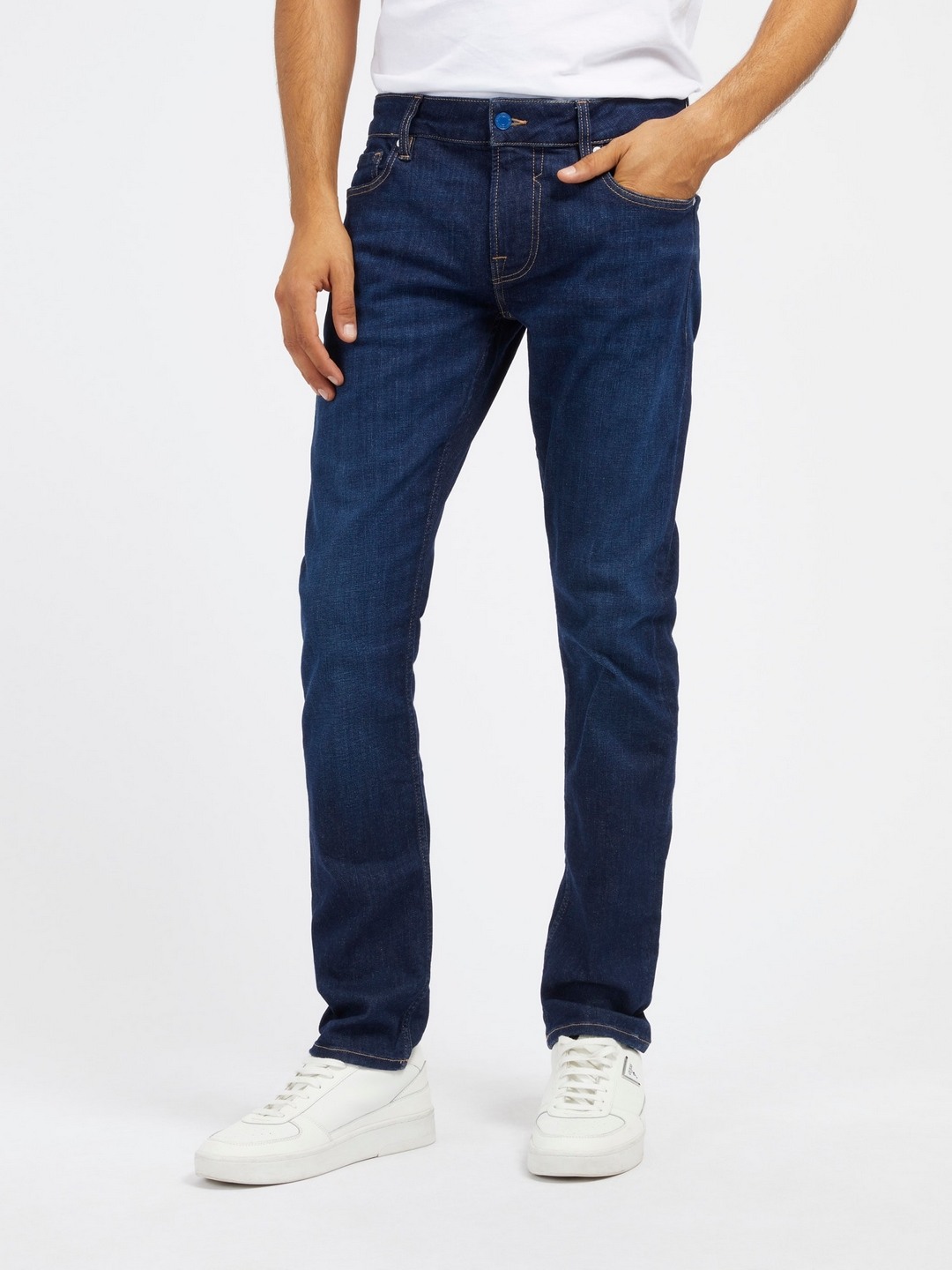 Men Blue Solid Mid-Rise Full Length Jeans