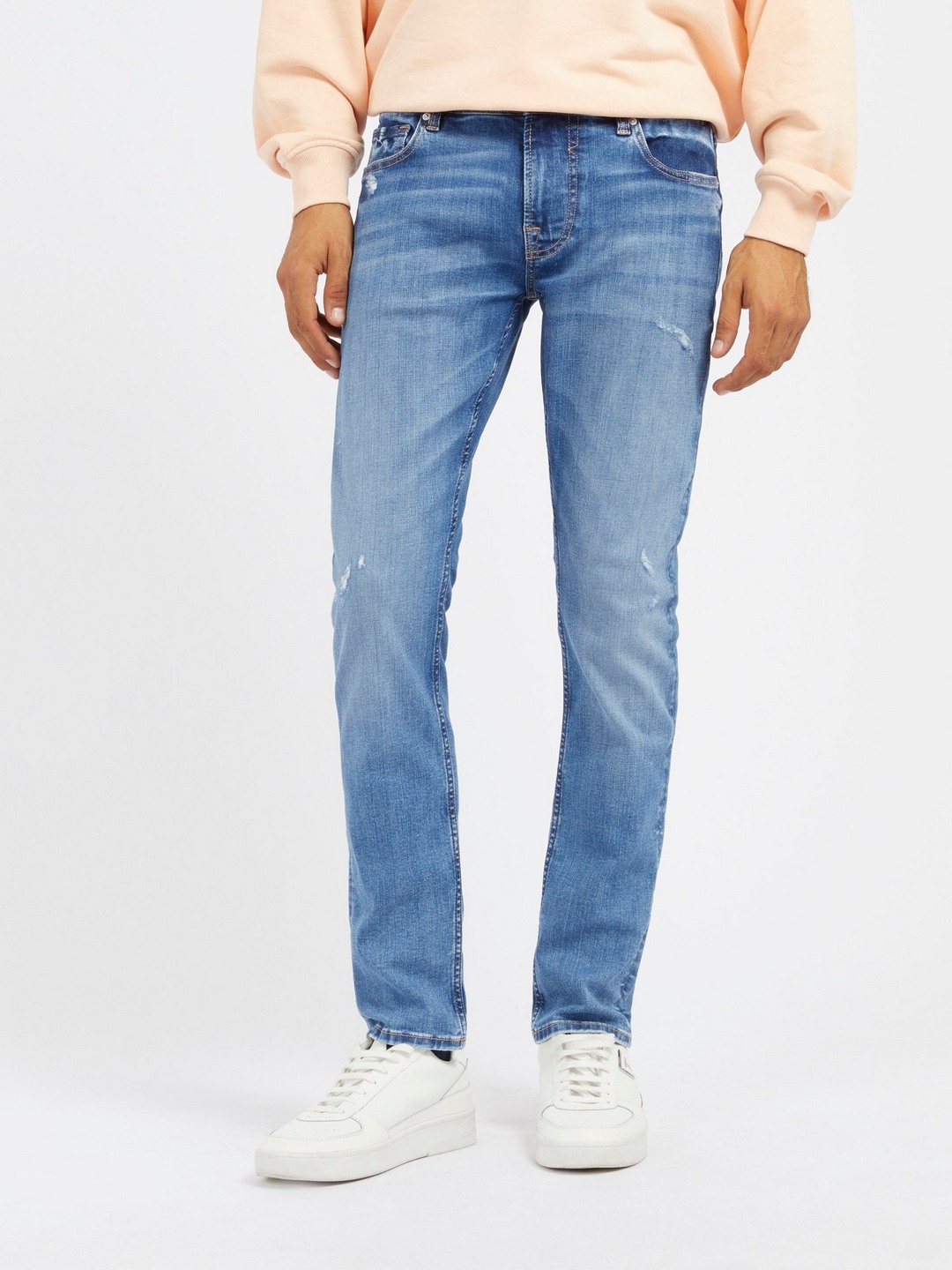 Men Blue Solid Mid-Rise Full Length Jeans