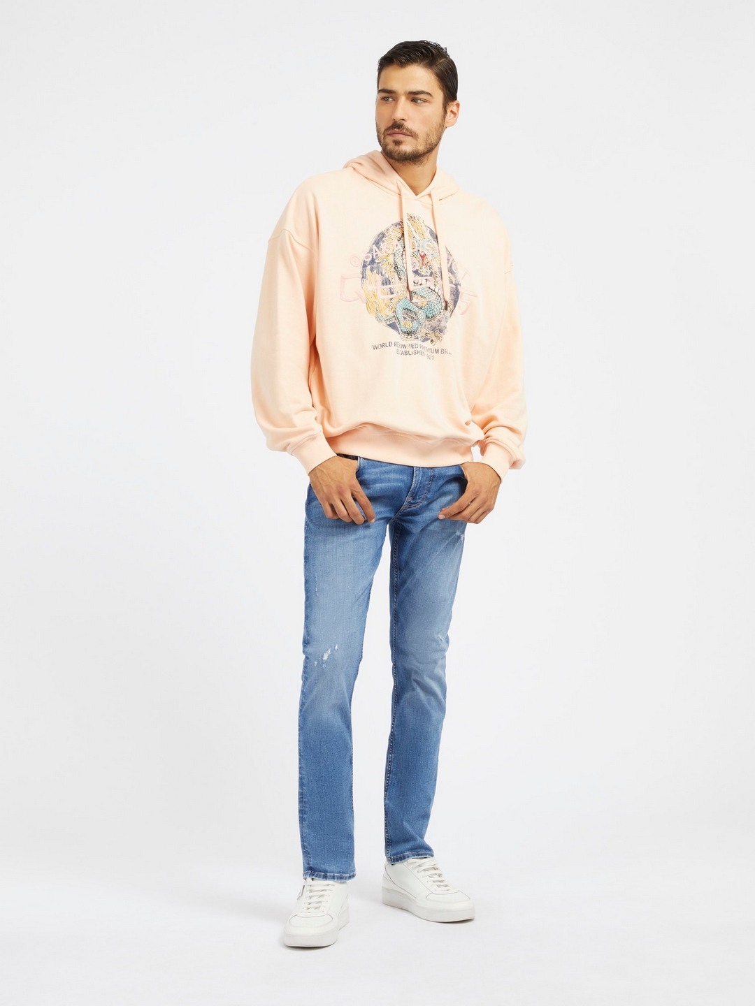 Guess Men Blue Solid Mid-Rise Full Length Jeans