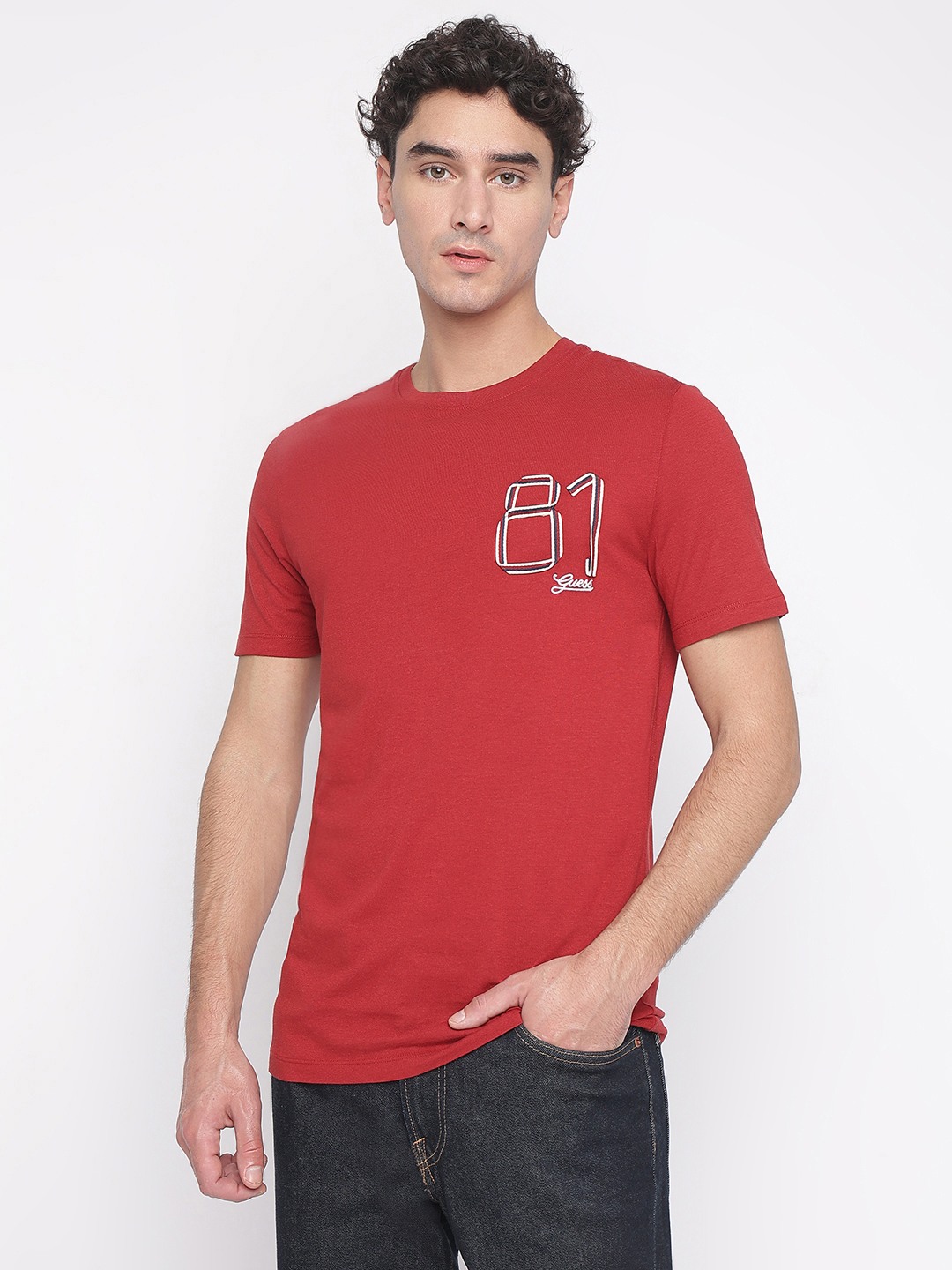 Cherry Merlot Solid Round Neck Short Sleeves T-Shirt