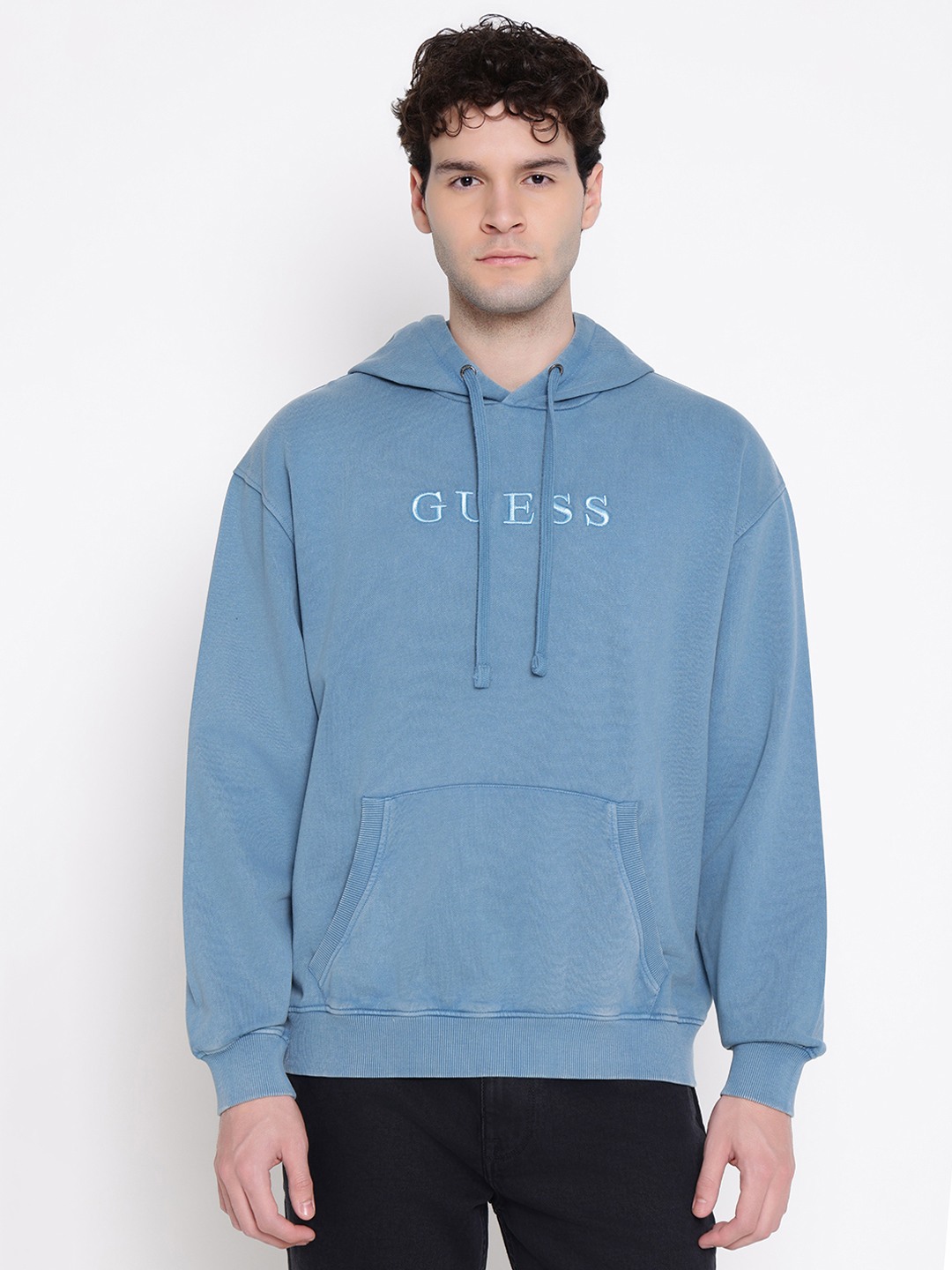 Guess Men Embroidered Text Hooded Neck Long Sleeves Sweatshirt