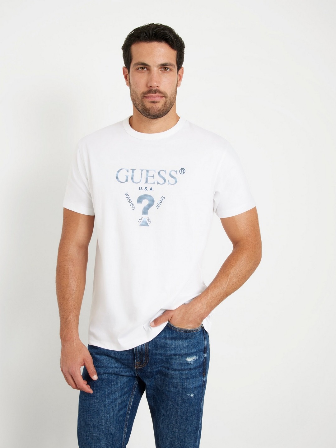 White Pure Cotton Printed Round Neck T-Shirt