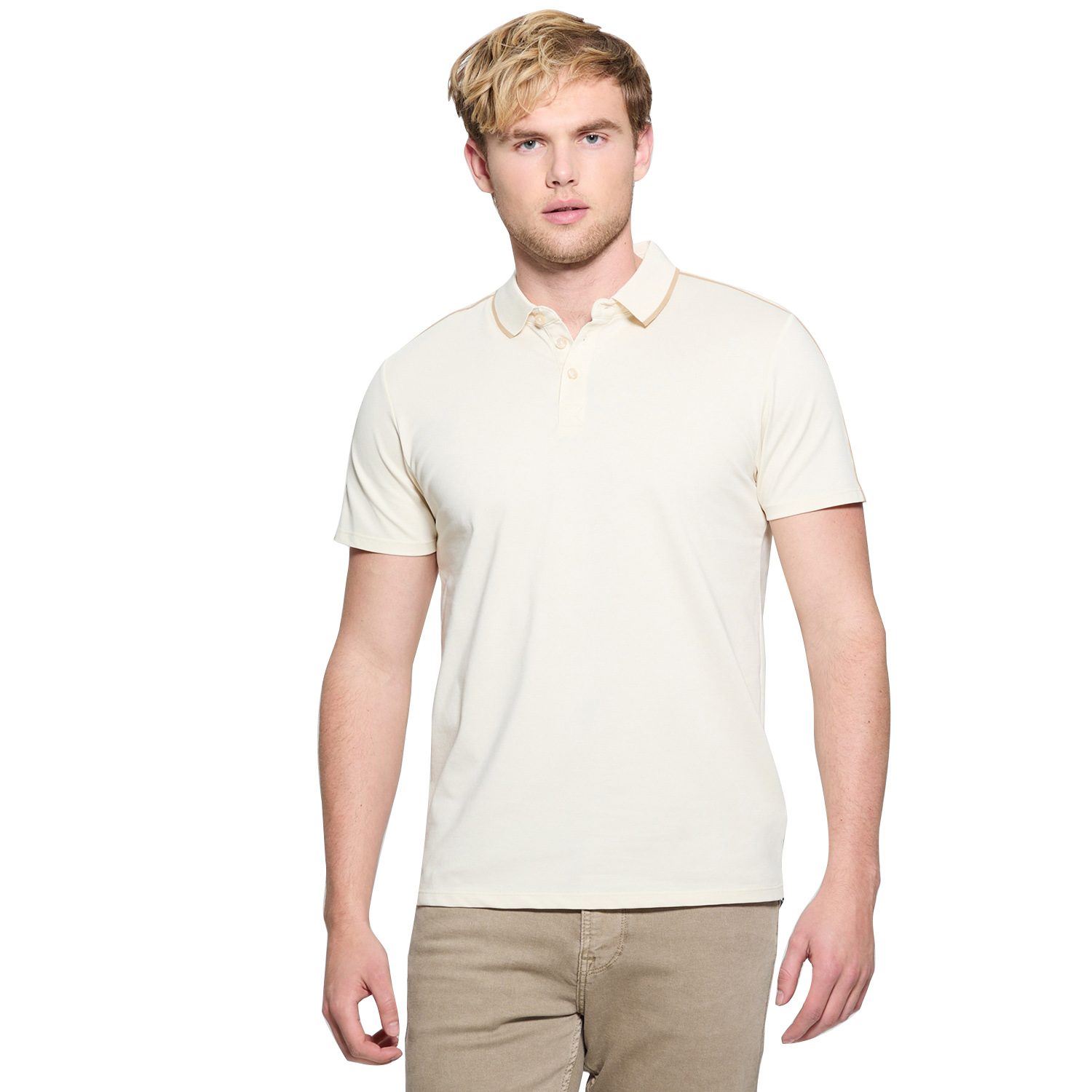 Guess Men Solid Collared Short Sleeves T-Shirt