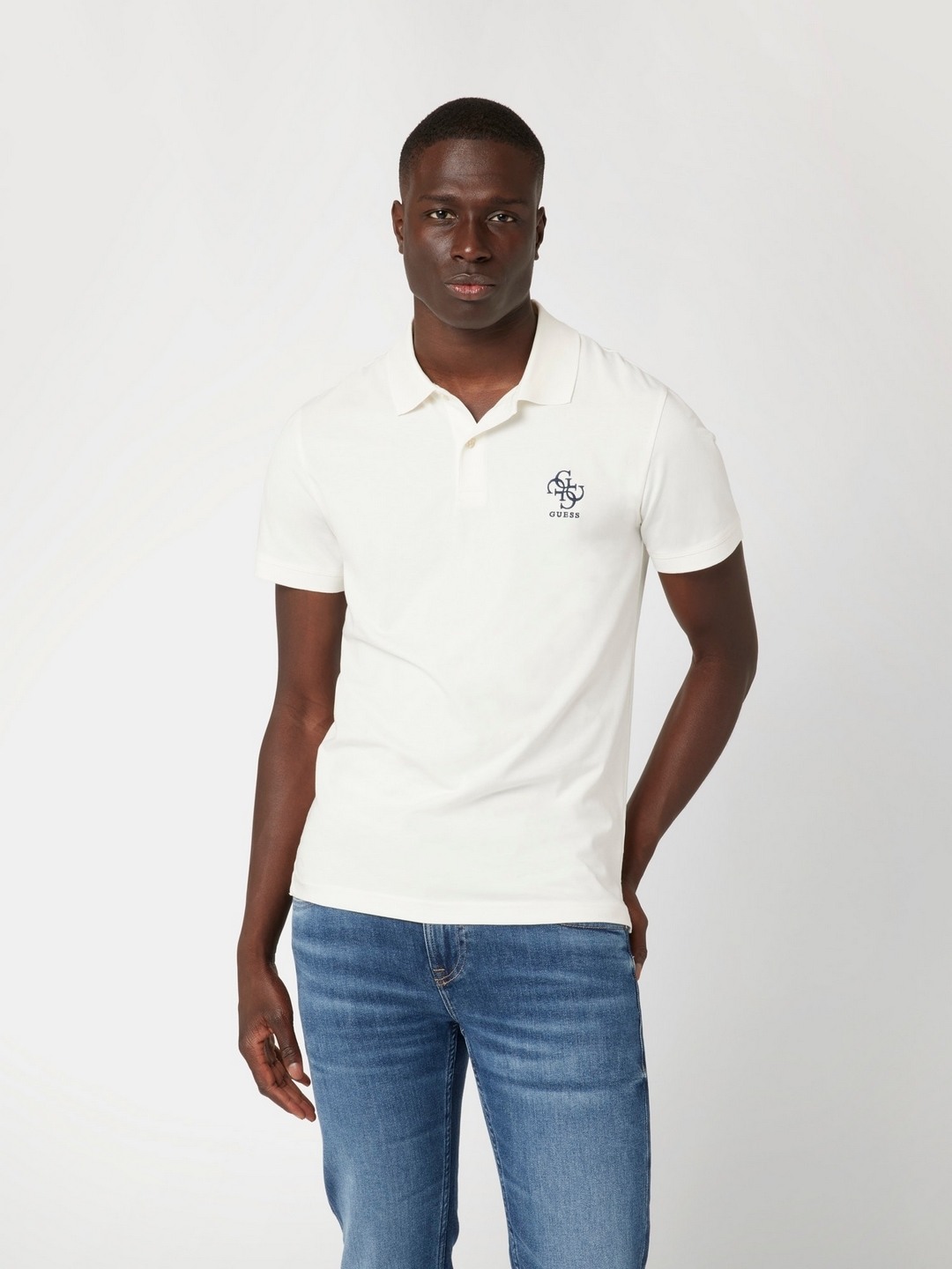 Salt White Solid Polo Neck Short Sleeves Nolan Polo T-Shirt