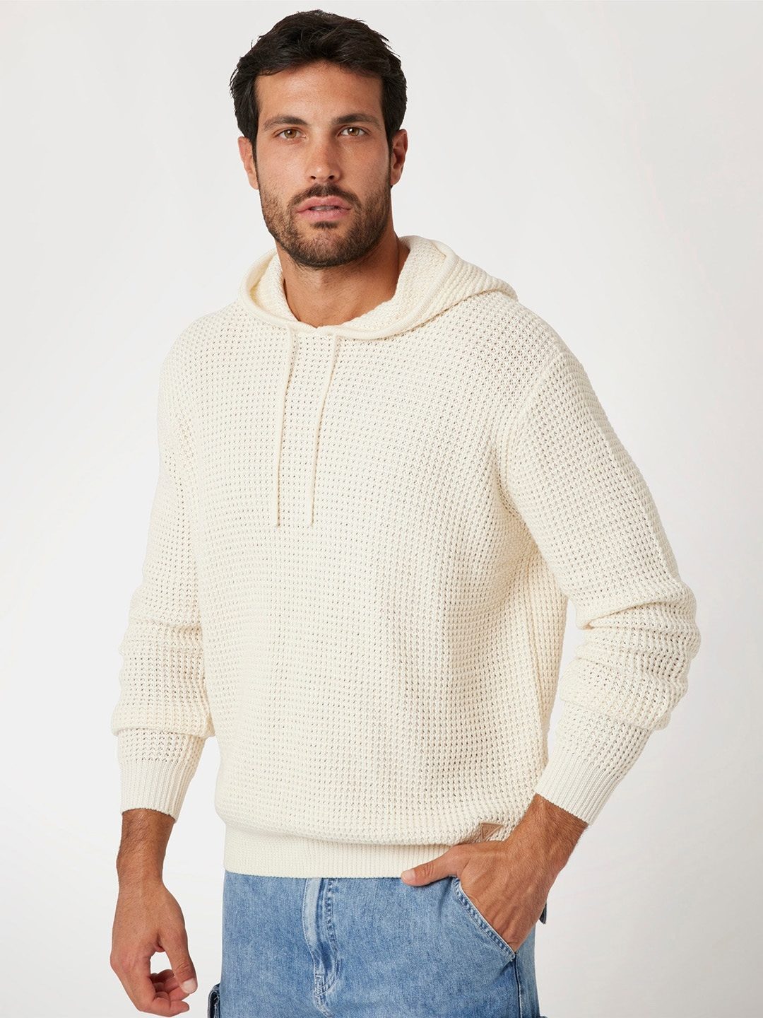 Off White Self Design Hooded Sweater