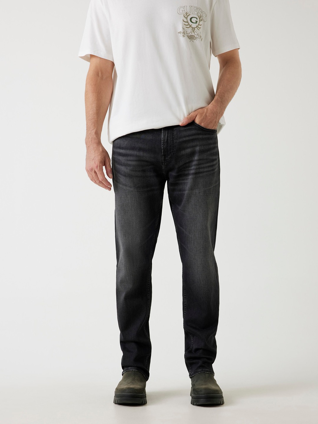 Guess Men's Concreted Washed Rodeo Jeans
