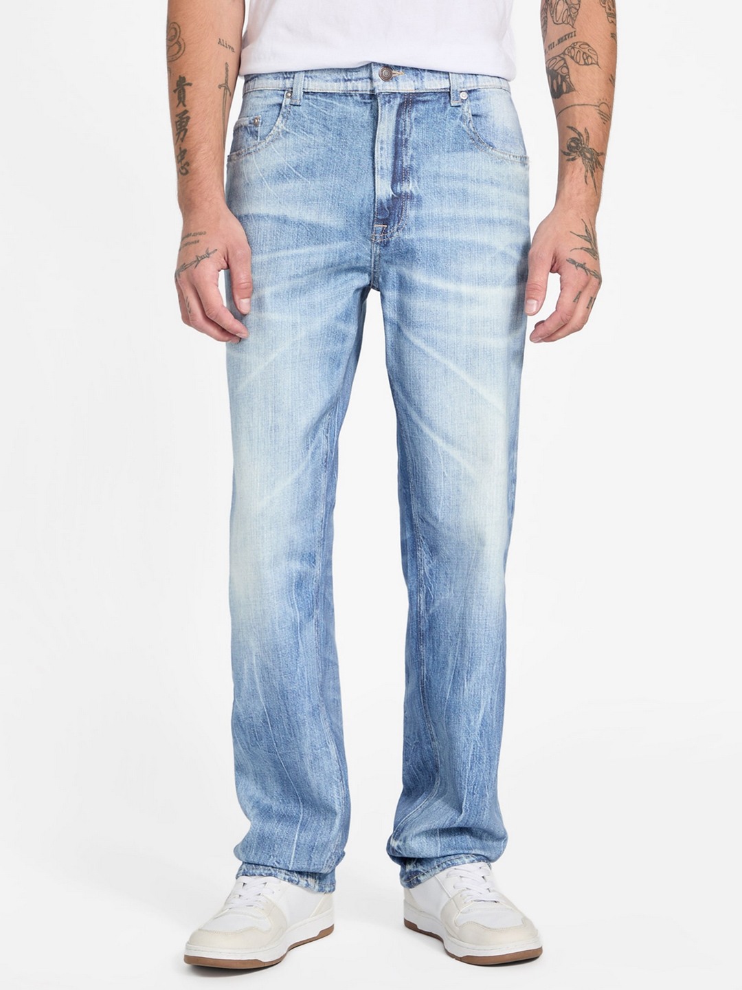 Guess Men Washed Relaxed Fit Mid-Rise Jeans