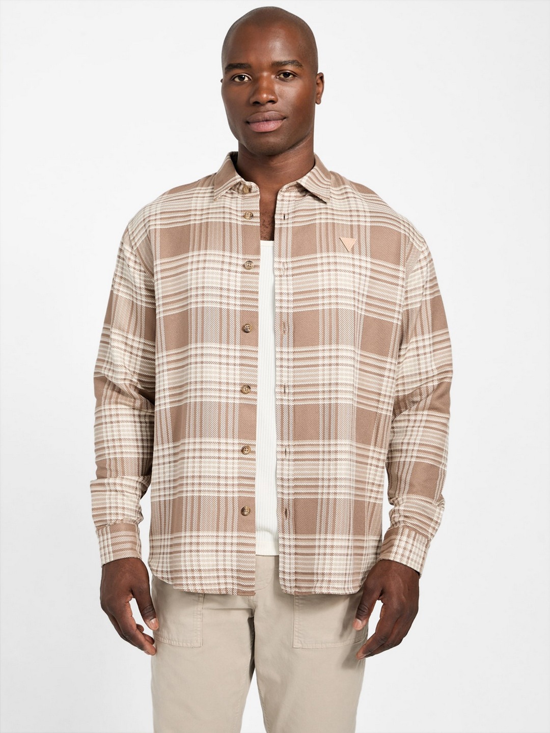 Guess Men Checked Spread Collar Long Sleeves Shirt