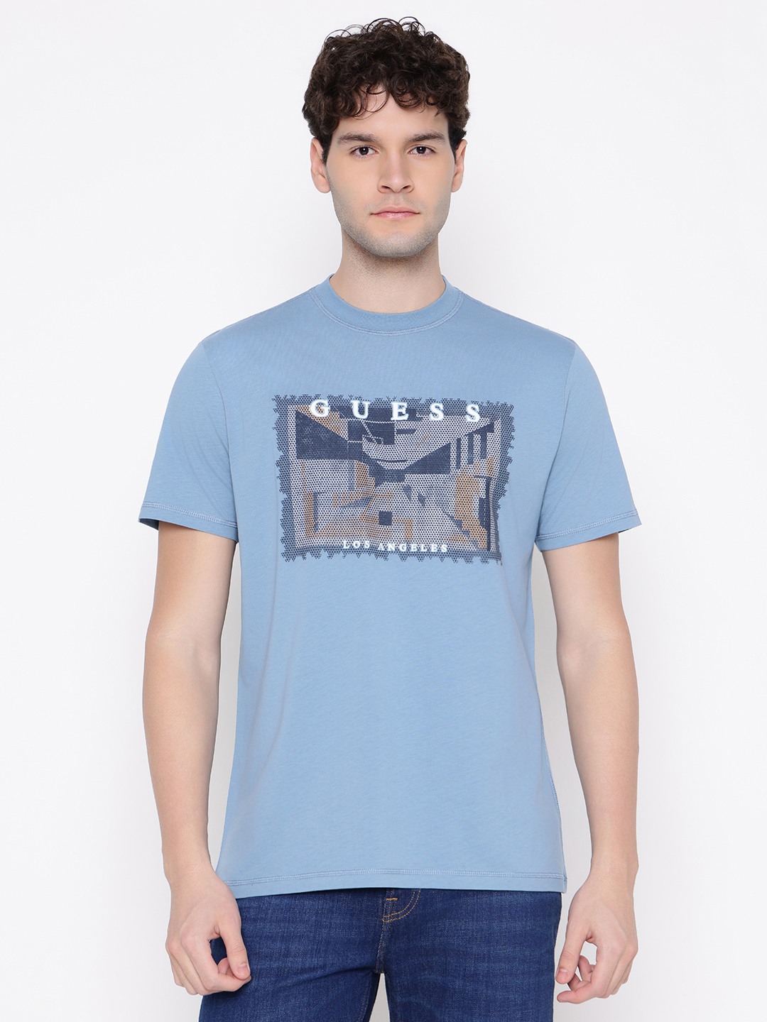 Guess Men Graphic Print Round Neck Short Sleeves T-Shirt