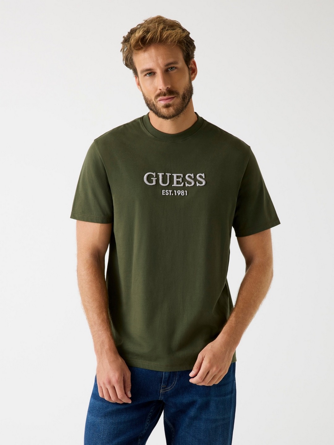 Guess Men Brand Logo Round Neck Short Sleeves T-shirt
