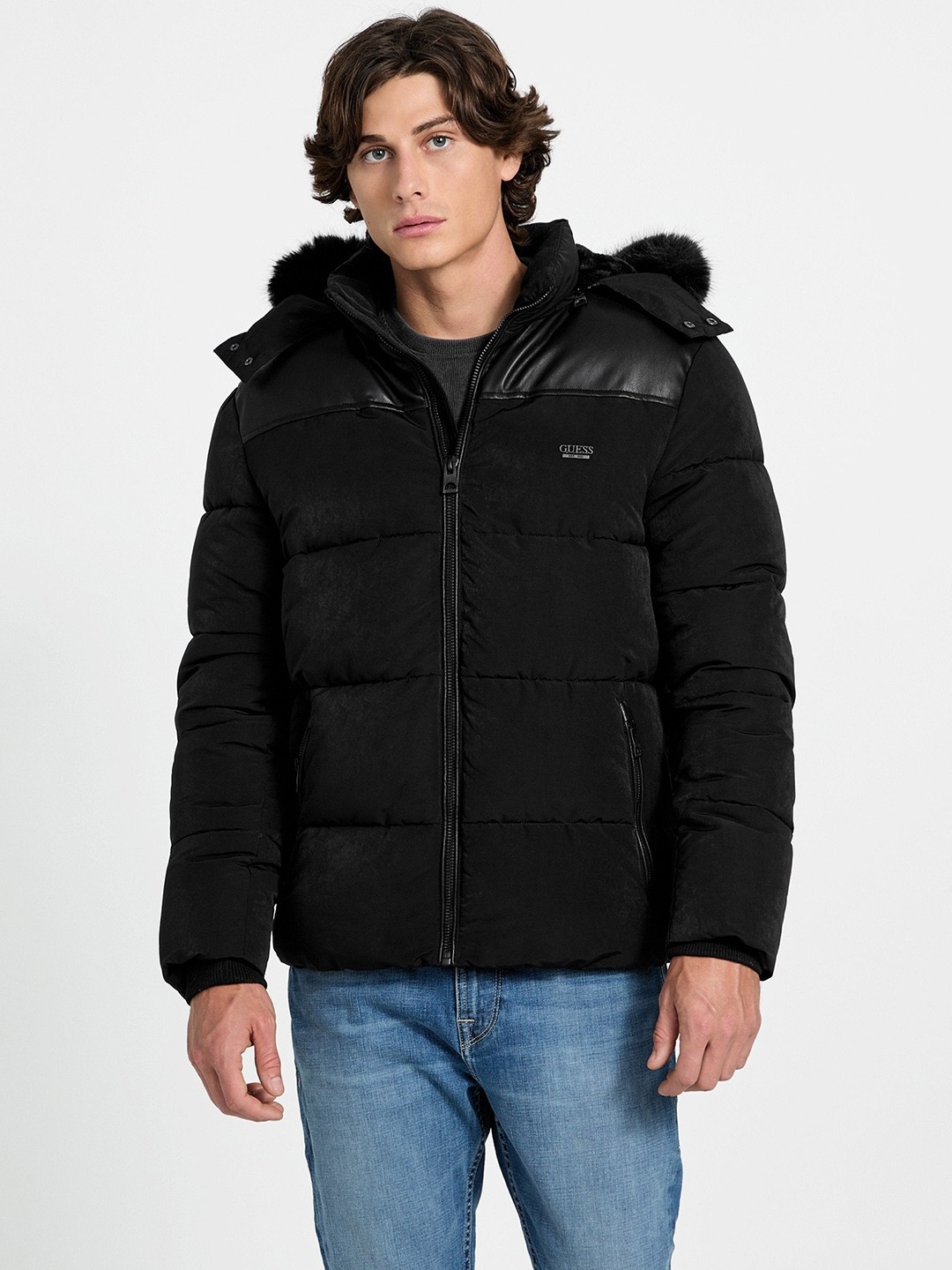 Black Solid Hooded Jacket