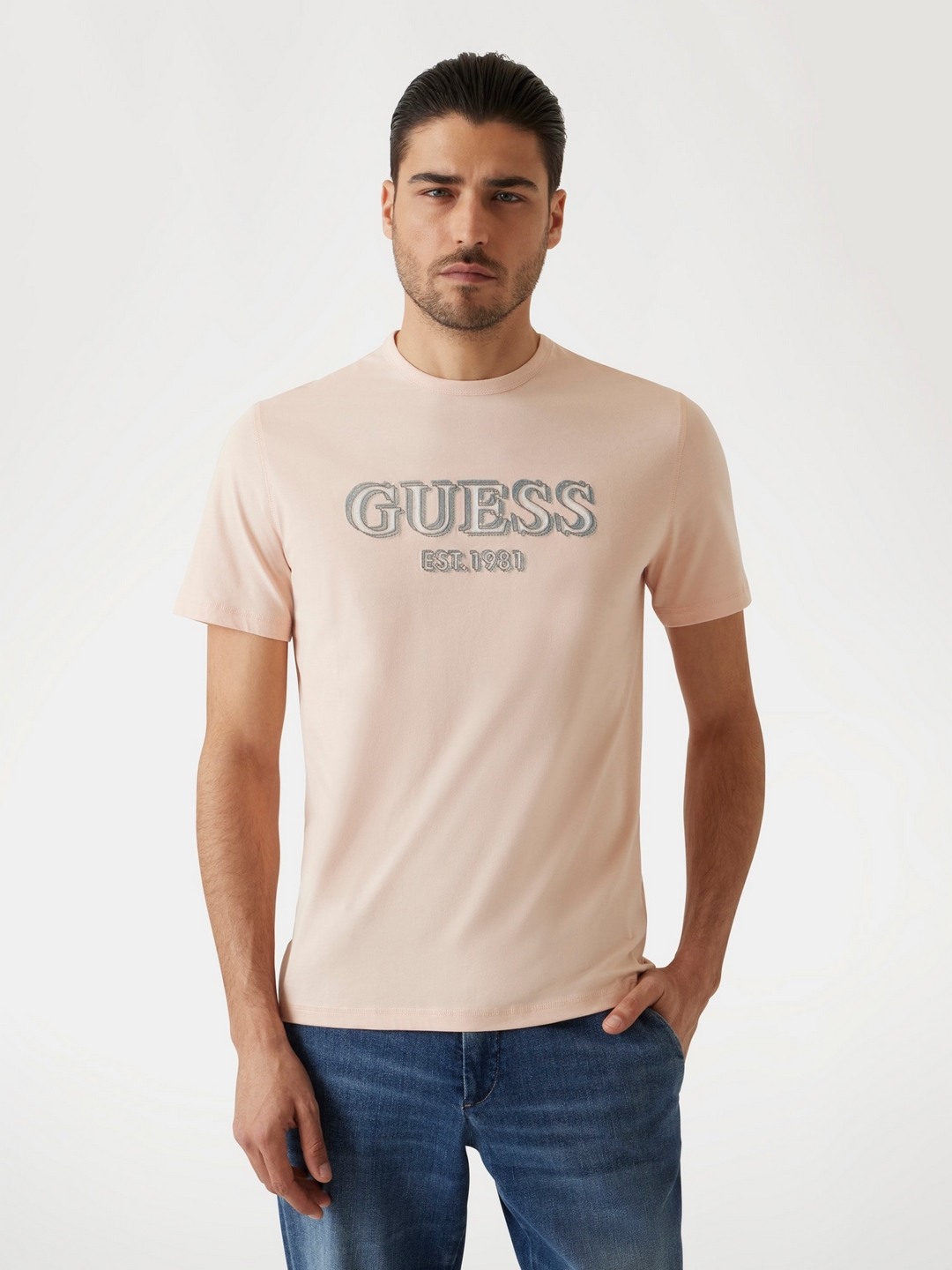 Men Pink Printed Round Neck T-shirt