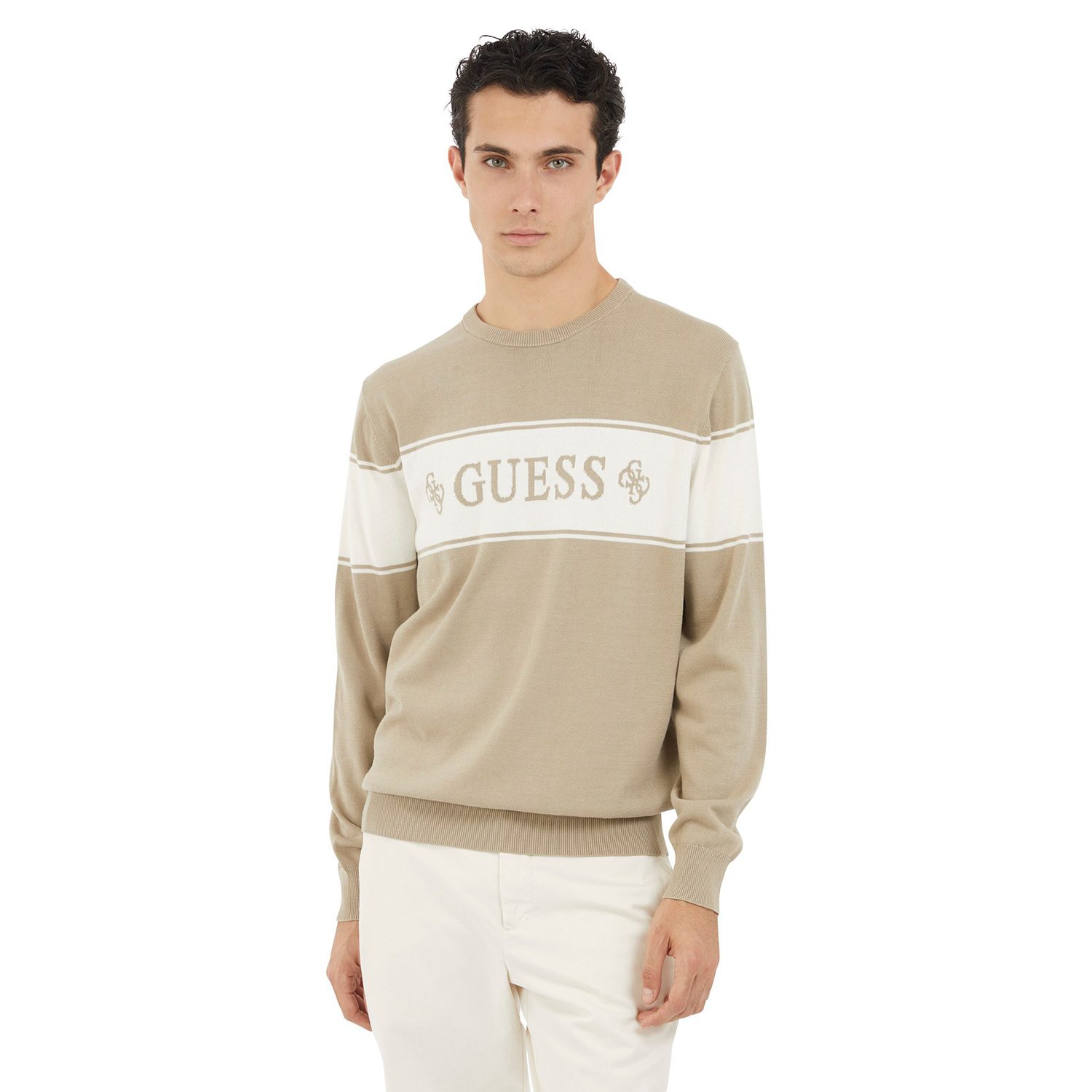 Guess Men Striped Round Neck Long Sleeves Sweater