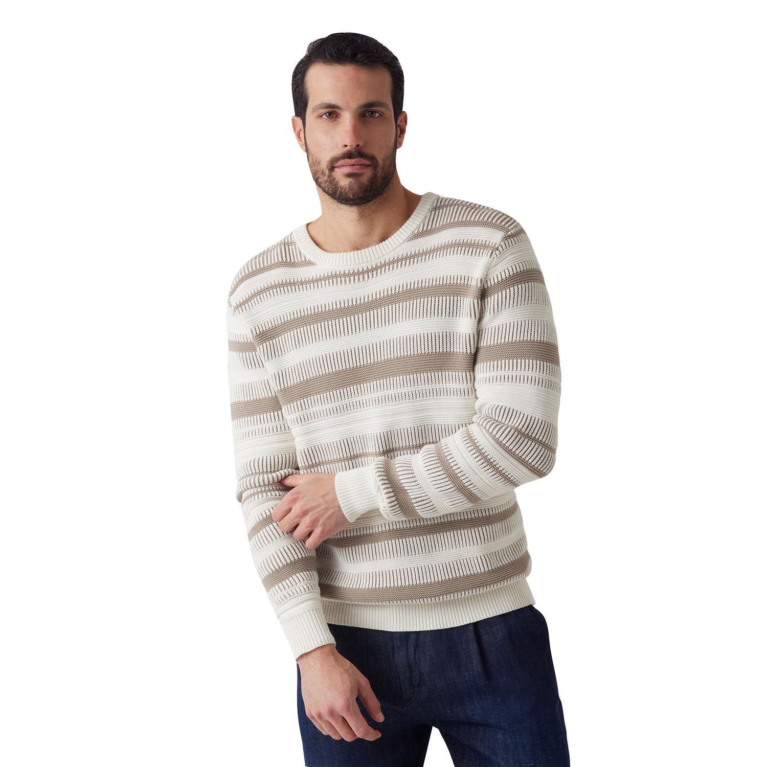 Guess Men Striped Round Neck Long Sleeves Sweater