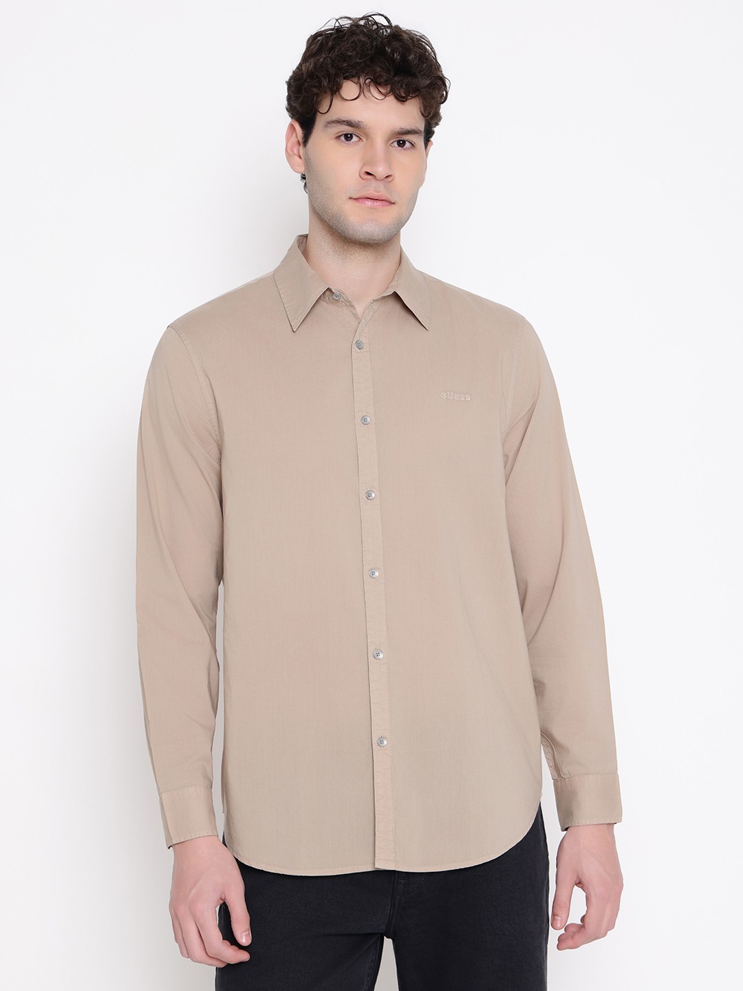 Guess Men Checked Spread Collar Long Sleeves Shirt