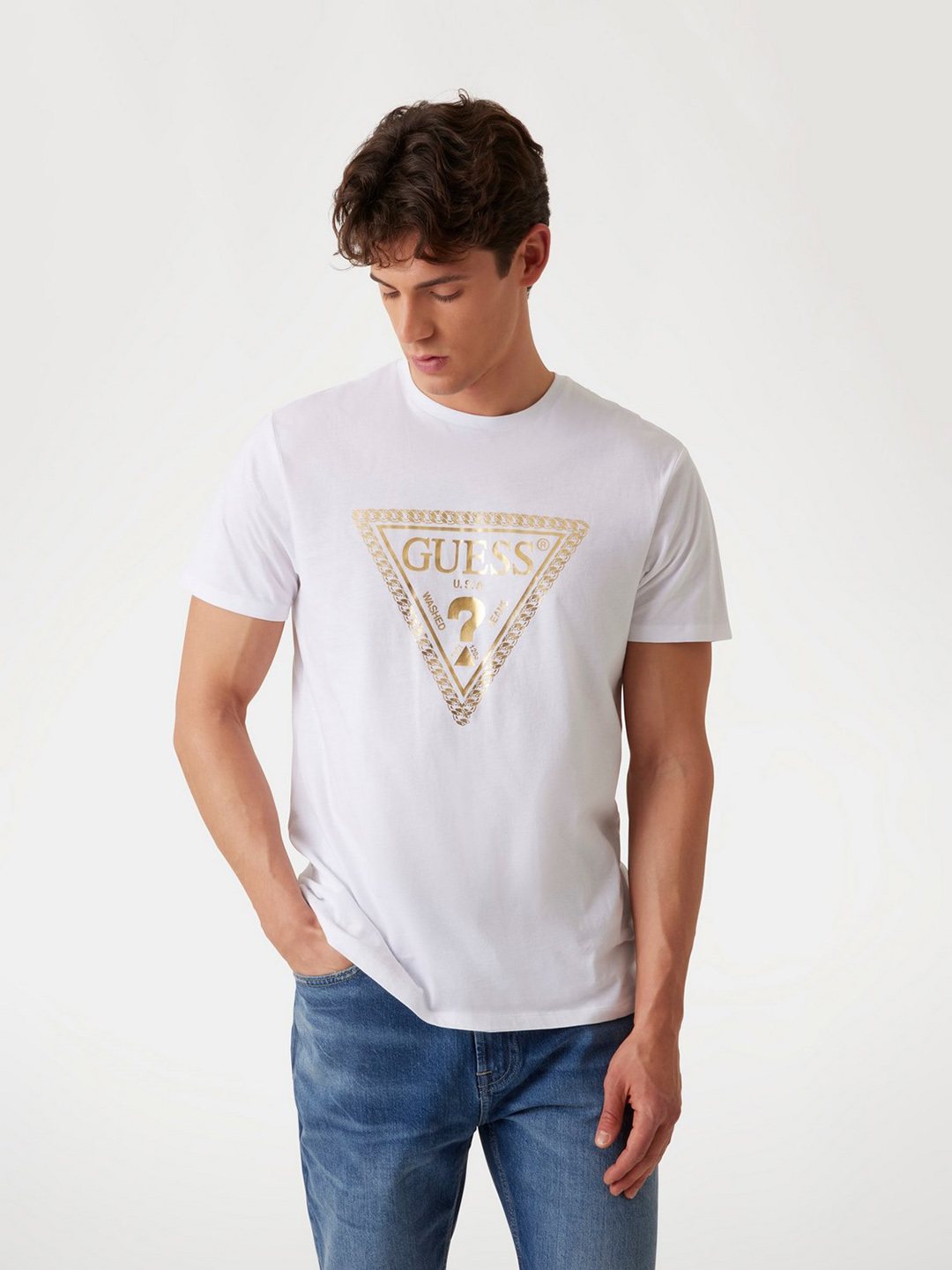 Pure White Brand Logo Regular Fit T-Shirt