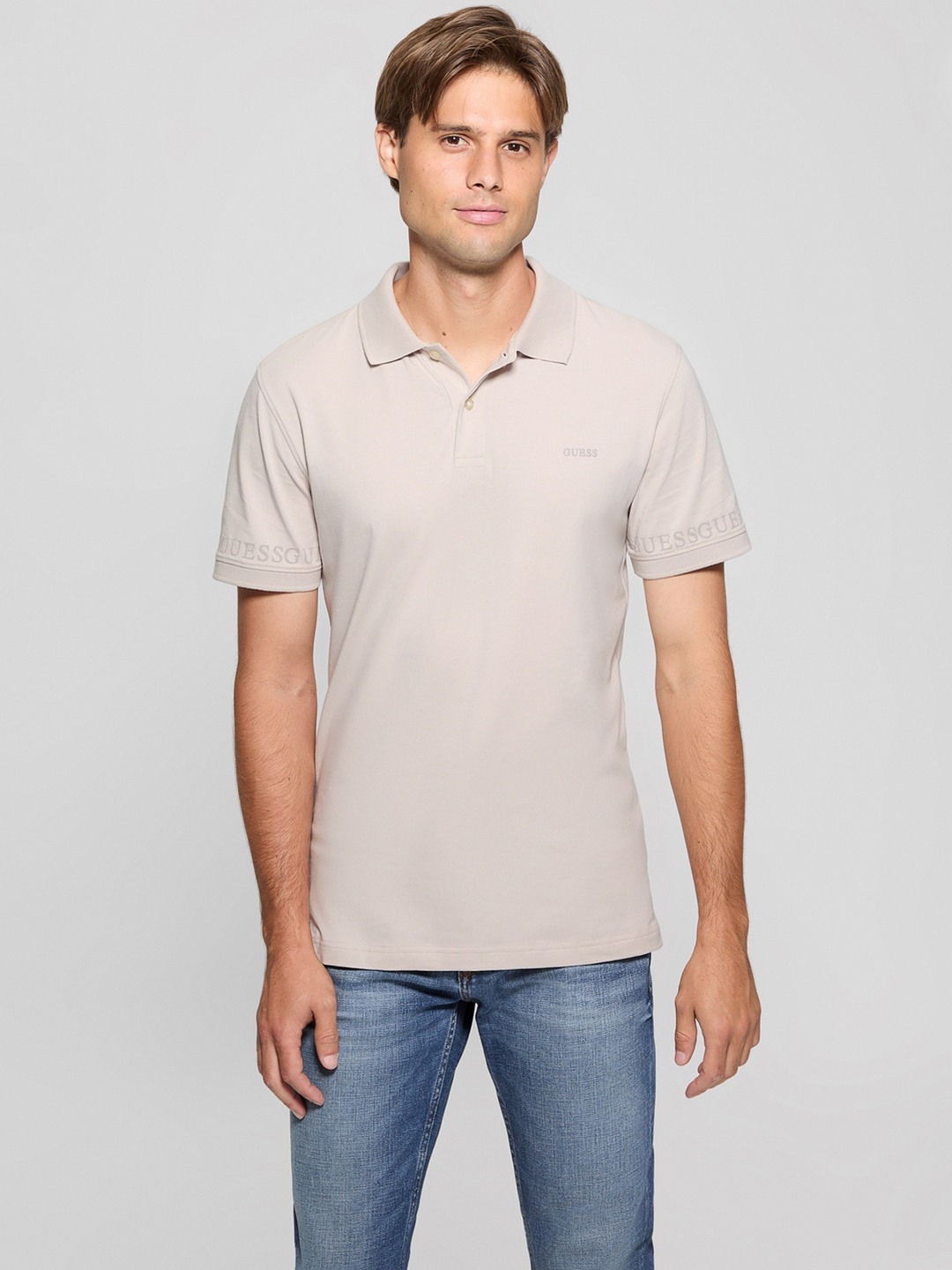 Guess Wind Cloud Collar Neck Printed Polo T-Shirt