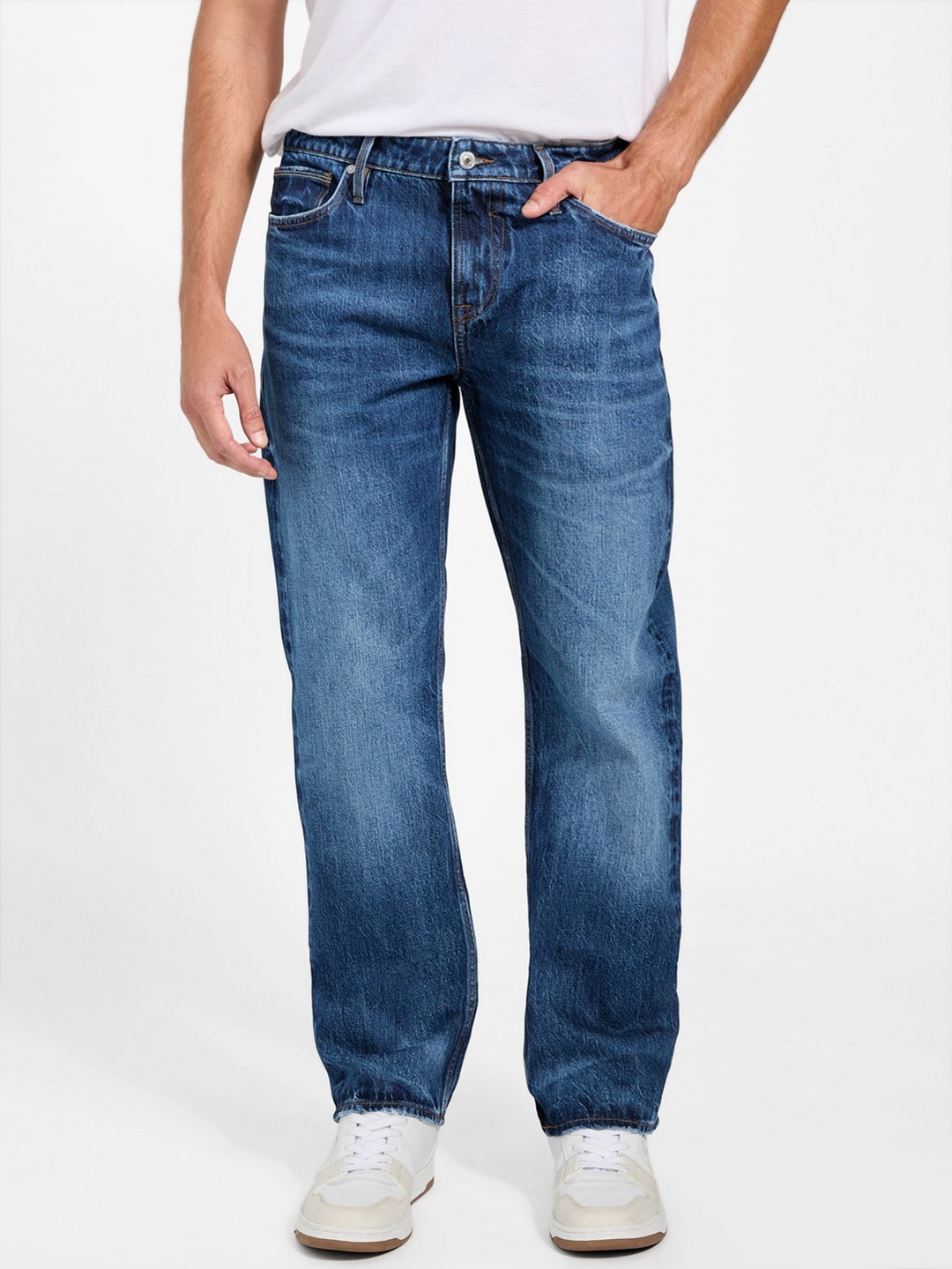 Guess Men Washed Slim Fit Mid-Rise Jeans