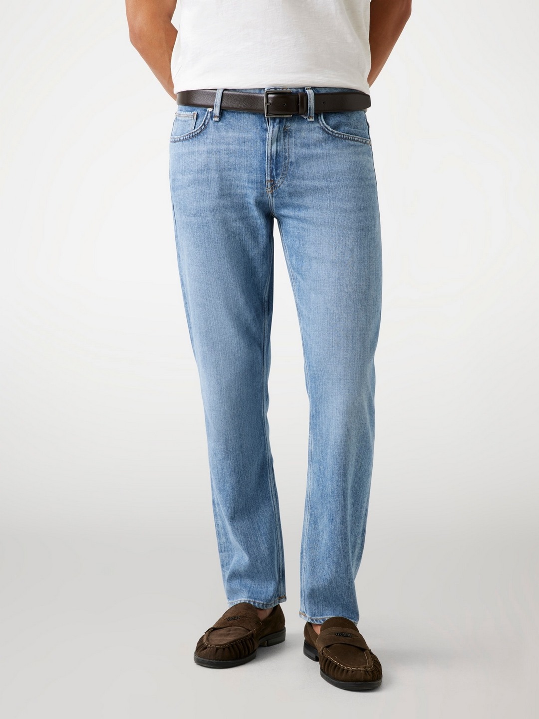 Guess Men Washed Slim Fit Mid-Rise Jeans
