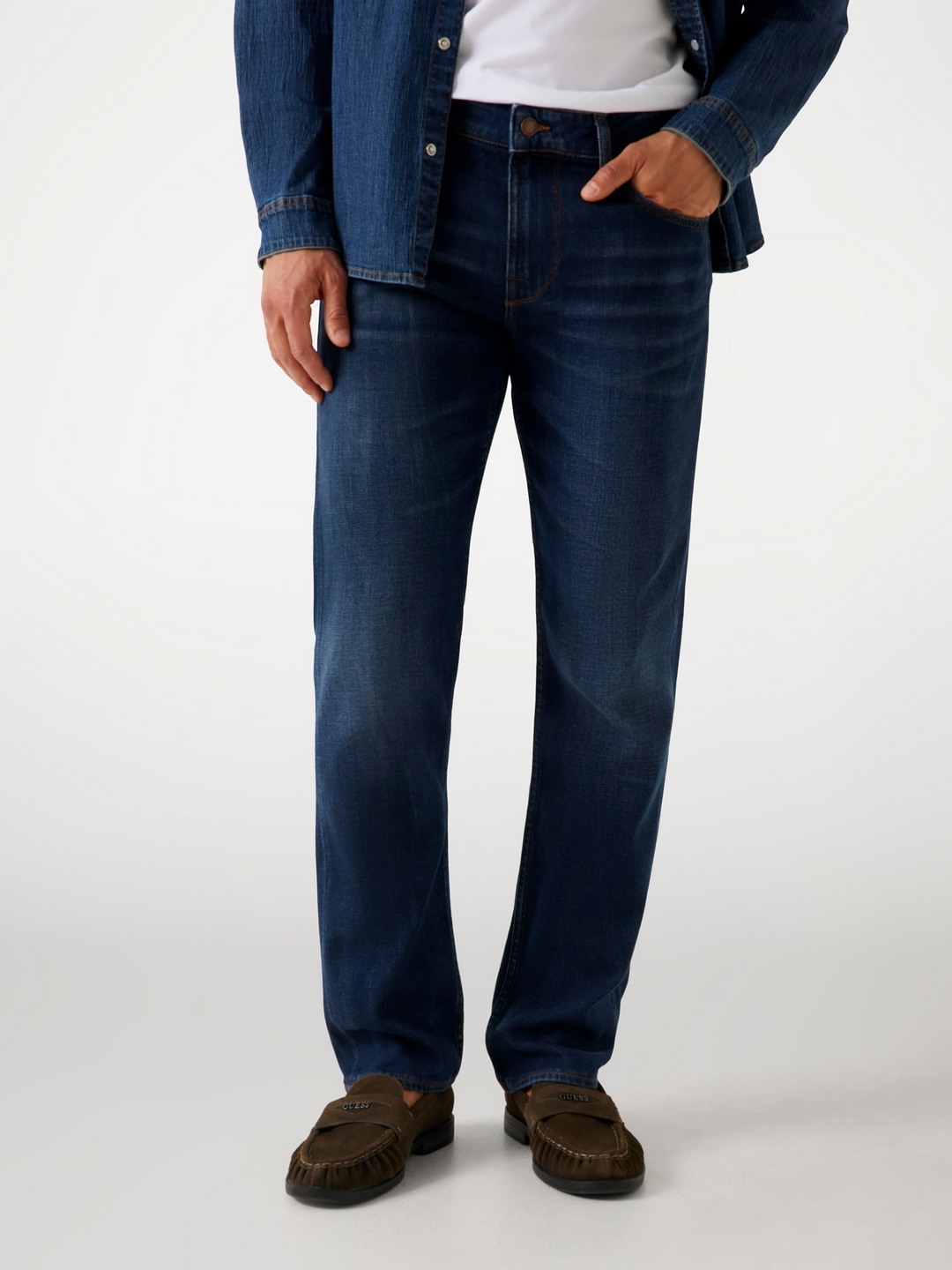 Guess Men Washed Slim Fit Mid-Rise Jeans