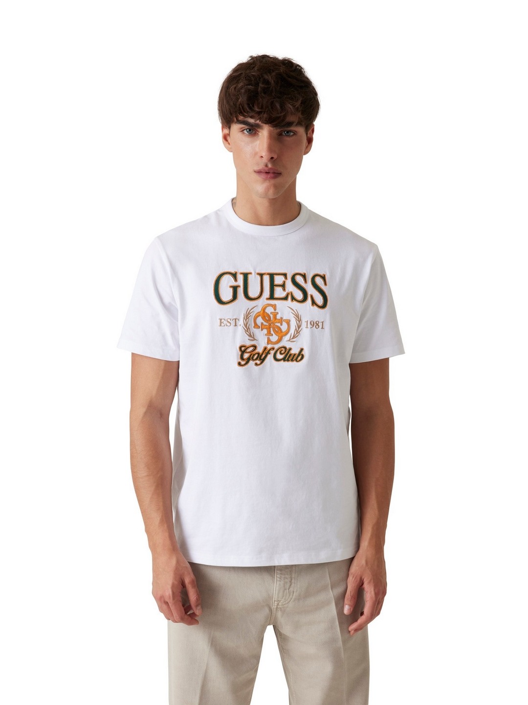 Guess Men Brand Logo Round Neck Short Sleeves T-shirt