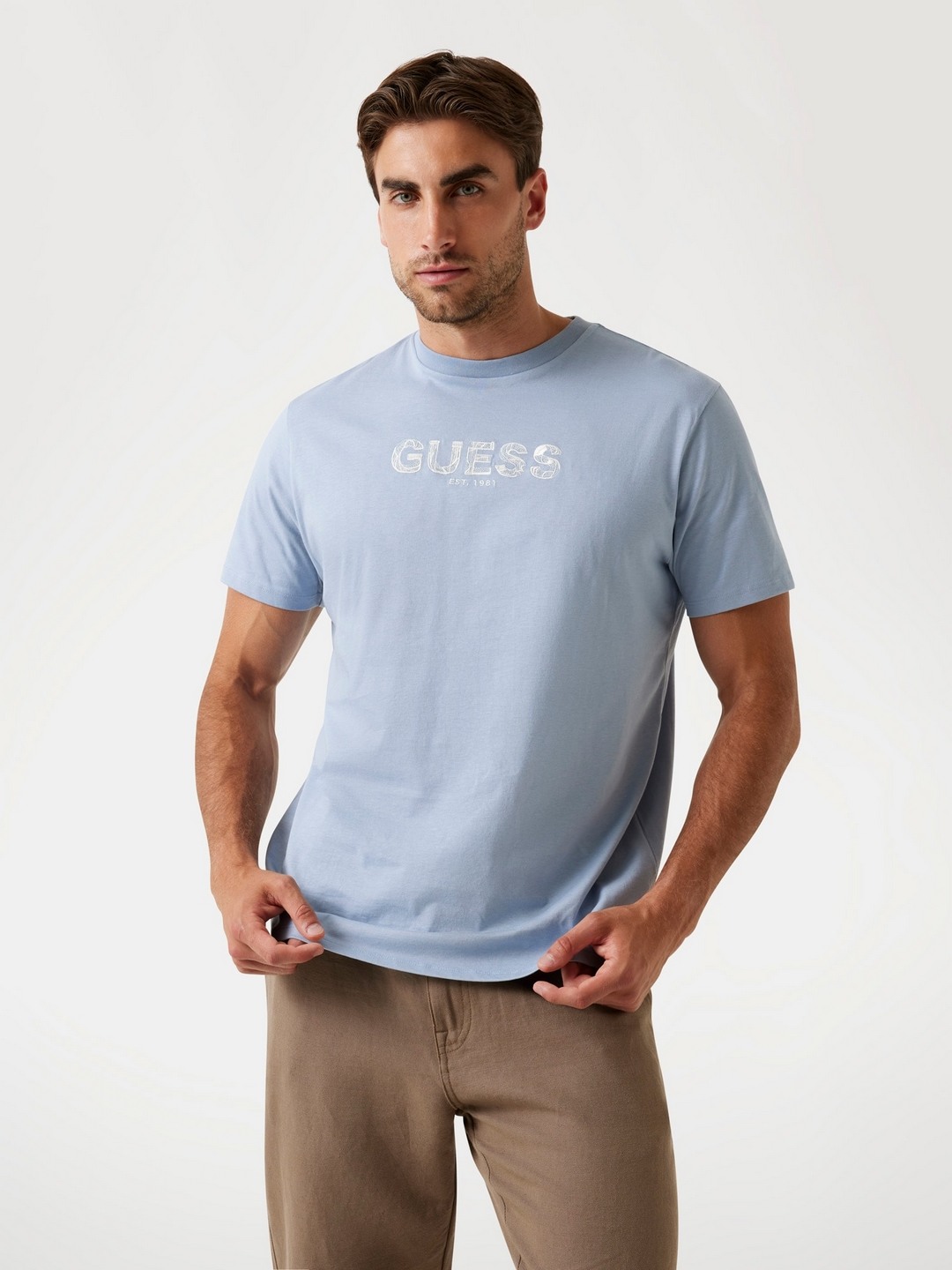 Guess Men Brand Logo Round Neck Short Sleeves T-shirt