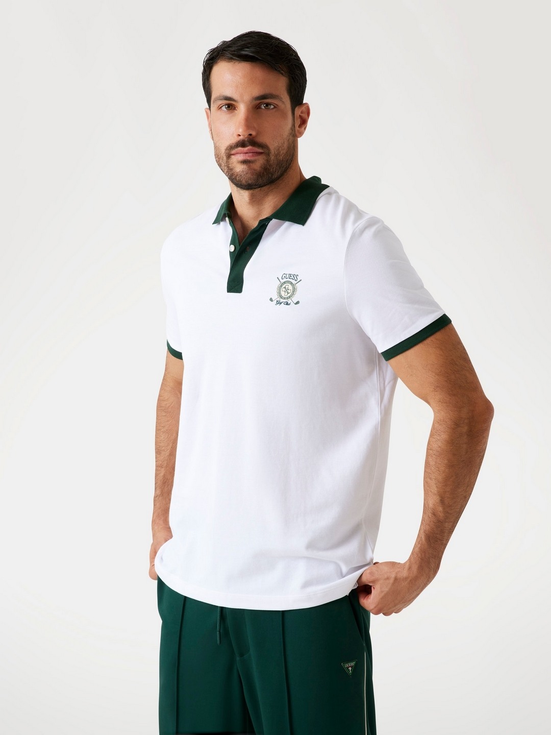 Guess Men Solid Collared Short Sleeves Polo T-shirt