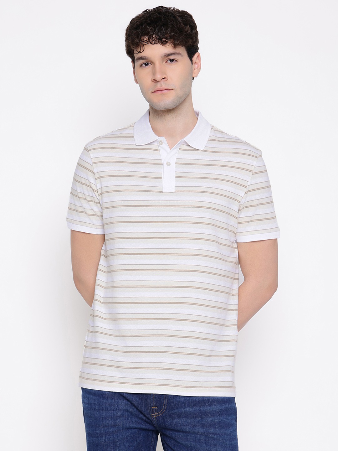 Guess Men Striped Collared Short Sleeves Polo T-Shirt
