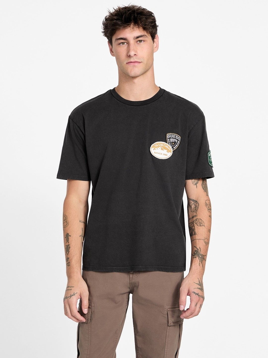 Black Solid Round Neck T-shirt