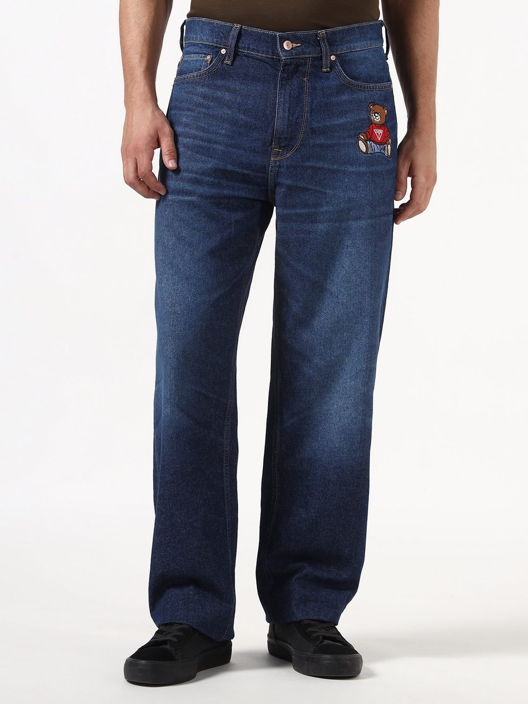 Guess Relaxed Fit Mid Rise Loose Leg Rigid Denim Jeans