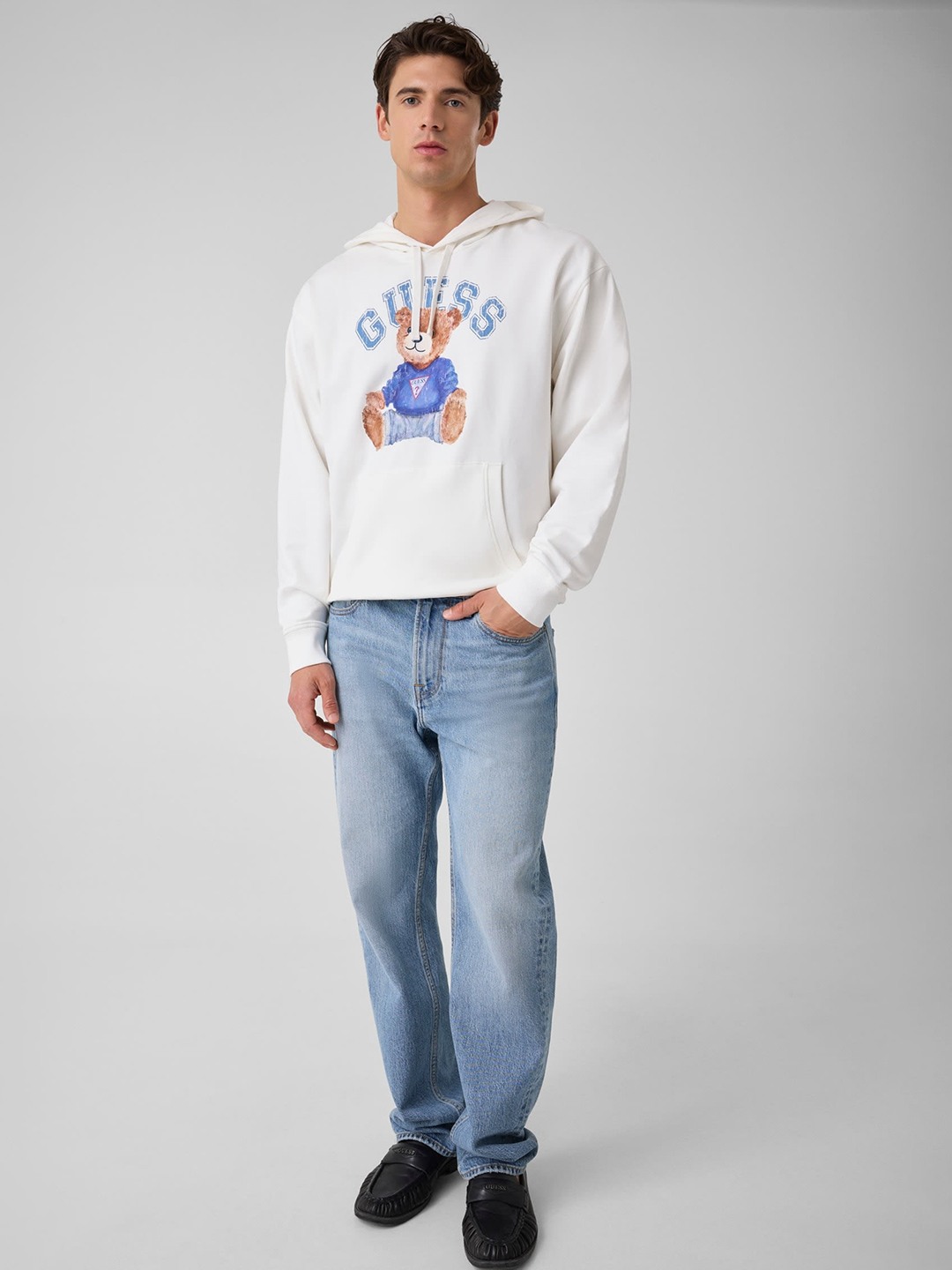 GUESS Men Cream Sweatshirt