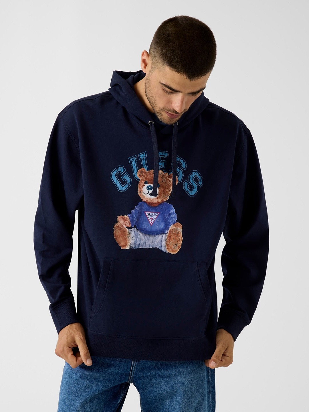 GUESS Men Navy Blue Sweatshirt